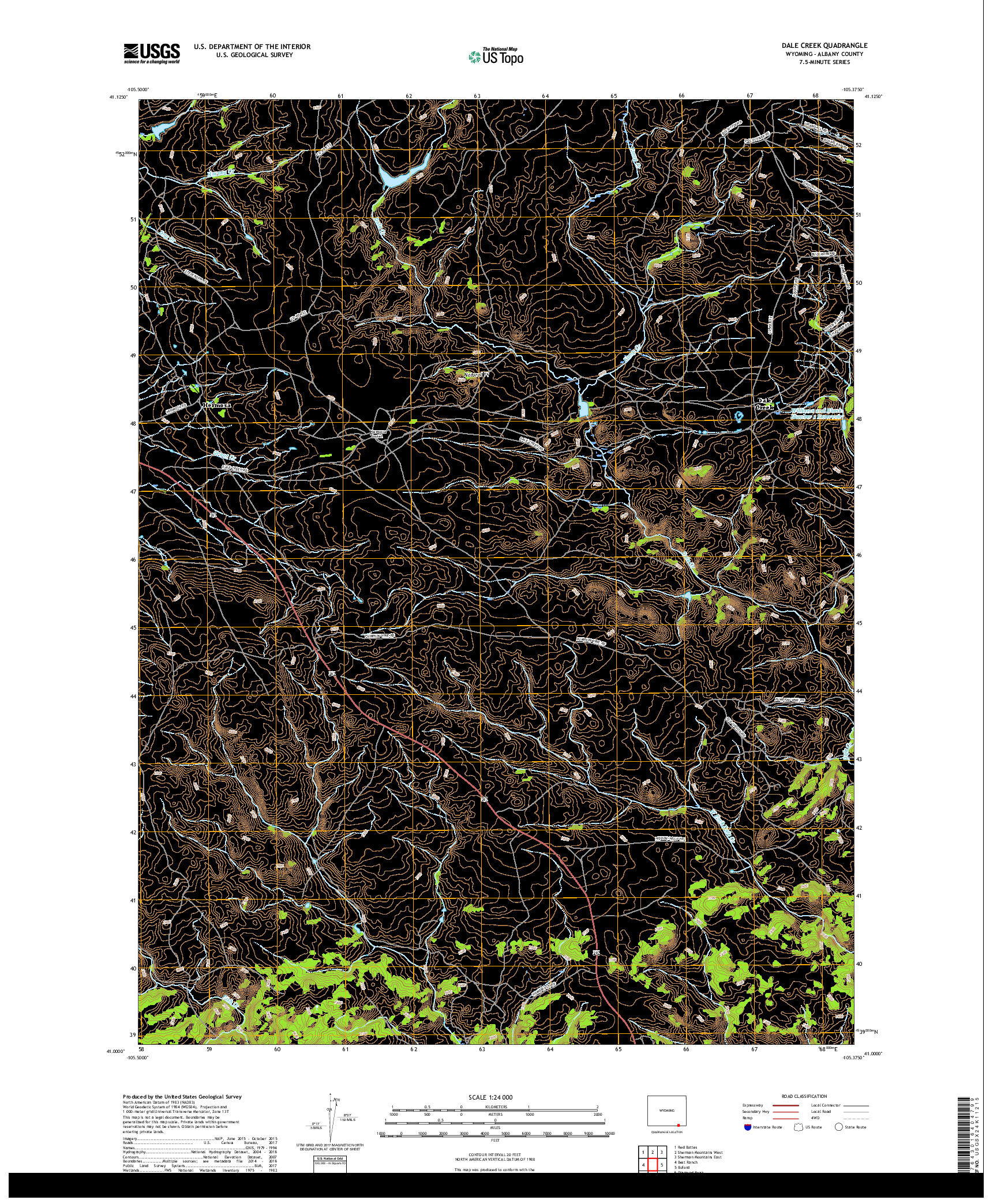 USGS US TOPO 7.5-MINUTE MAP FOR DALE CREEK, WY 2017