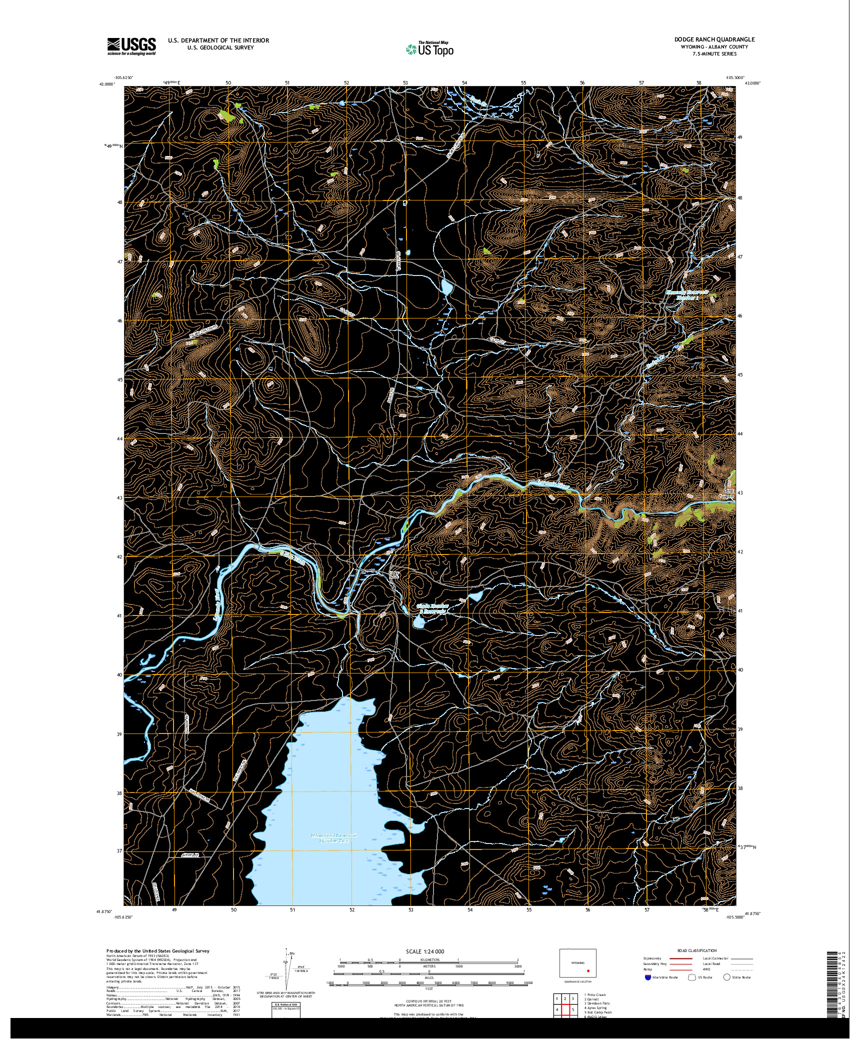 USGS US TOPO 7.5-MINUTE MAP FOR DODGE RANCH, WY 2017