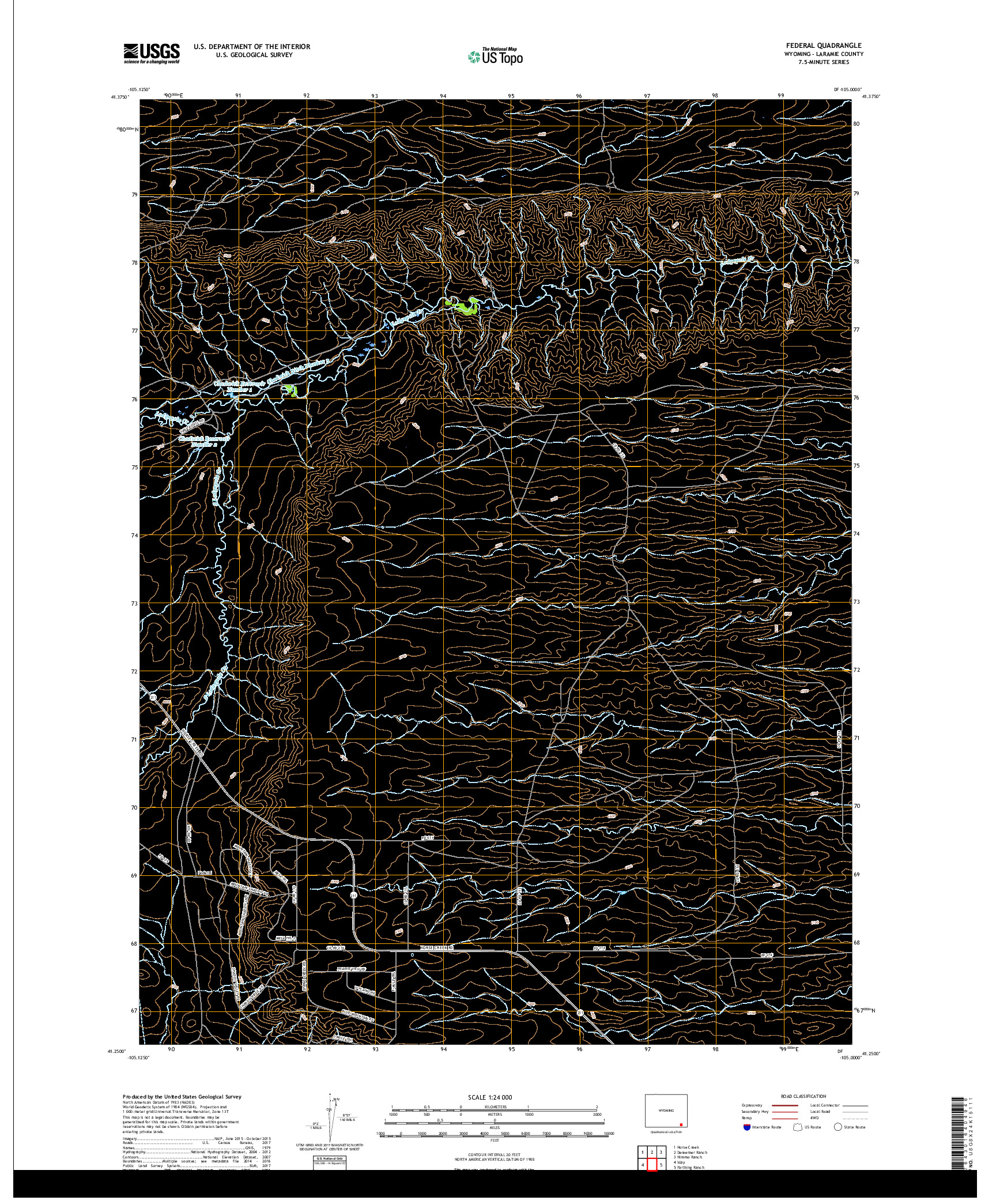 USGS US TOPO 7.5-MINUTE MAP FOR FEDERAL, WY 2017