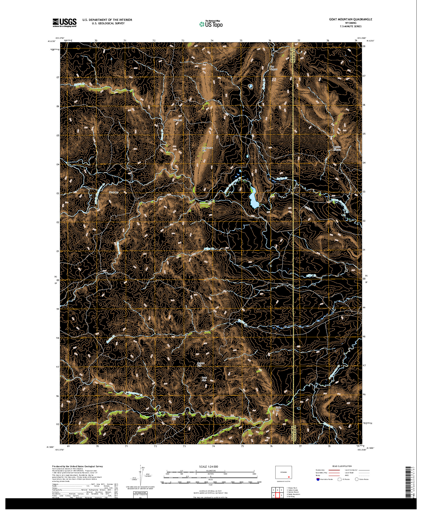 USGS US TOPO 7.5-MINUTE MAP FOR GOAT MOUNTAIN, WY 2017