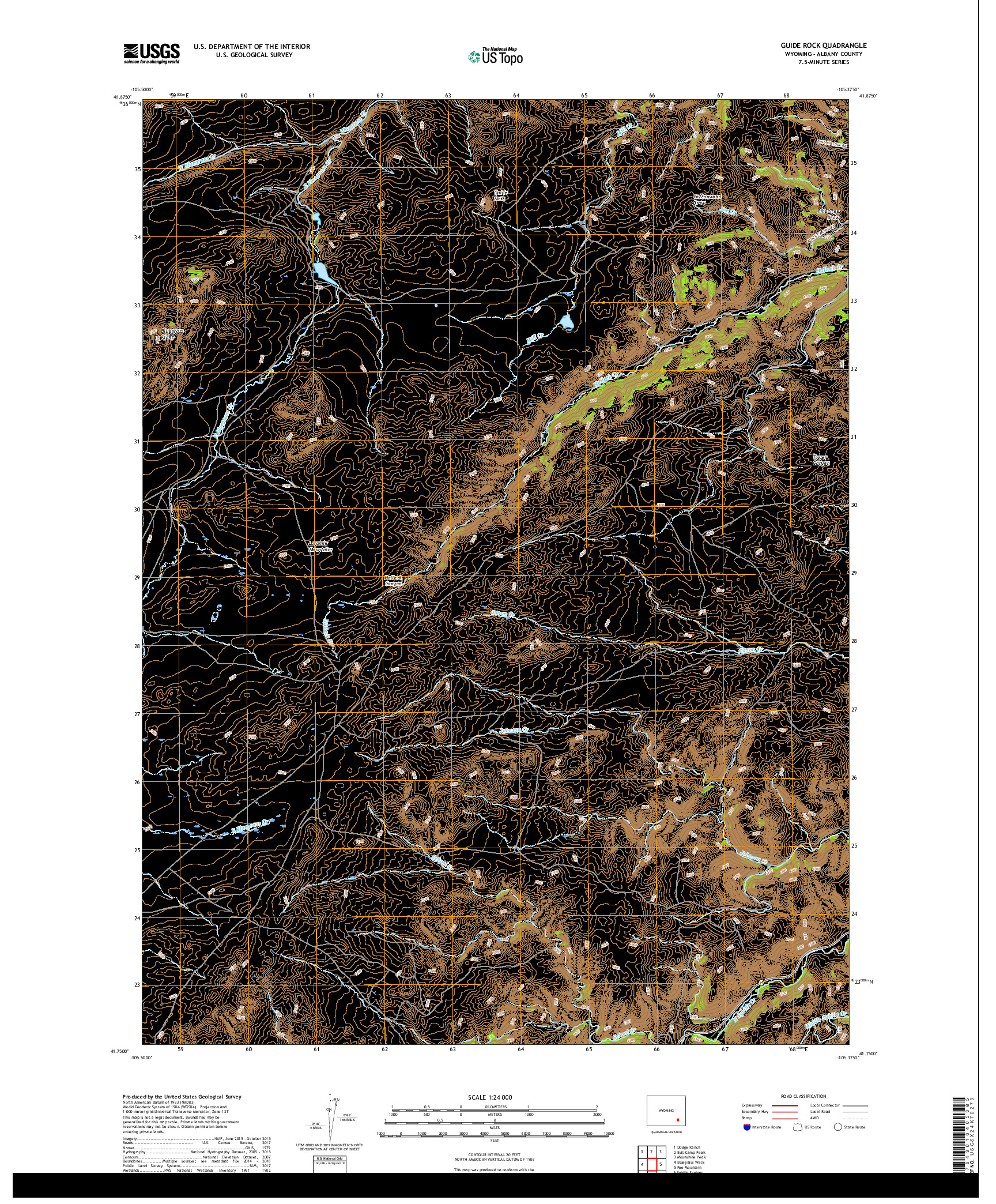 USGS US TOPO 7.5-MINUTE MAP FOR GUIDE ROCK, WY 2017
