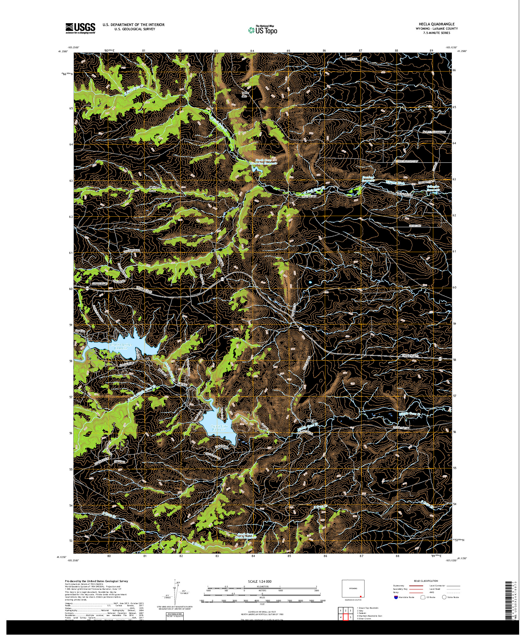 USGS US TOPO 7.5-MINUTE MAP FOR HECLA, WY 2017