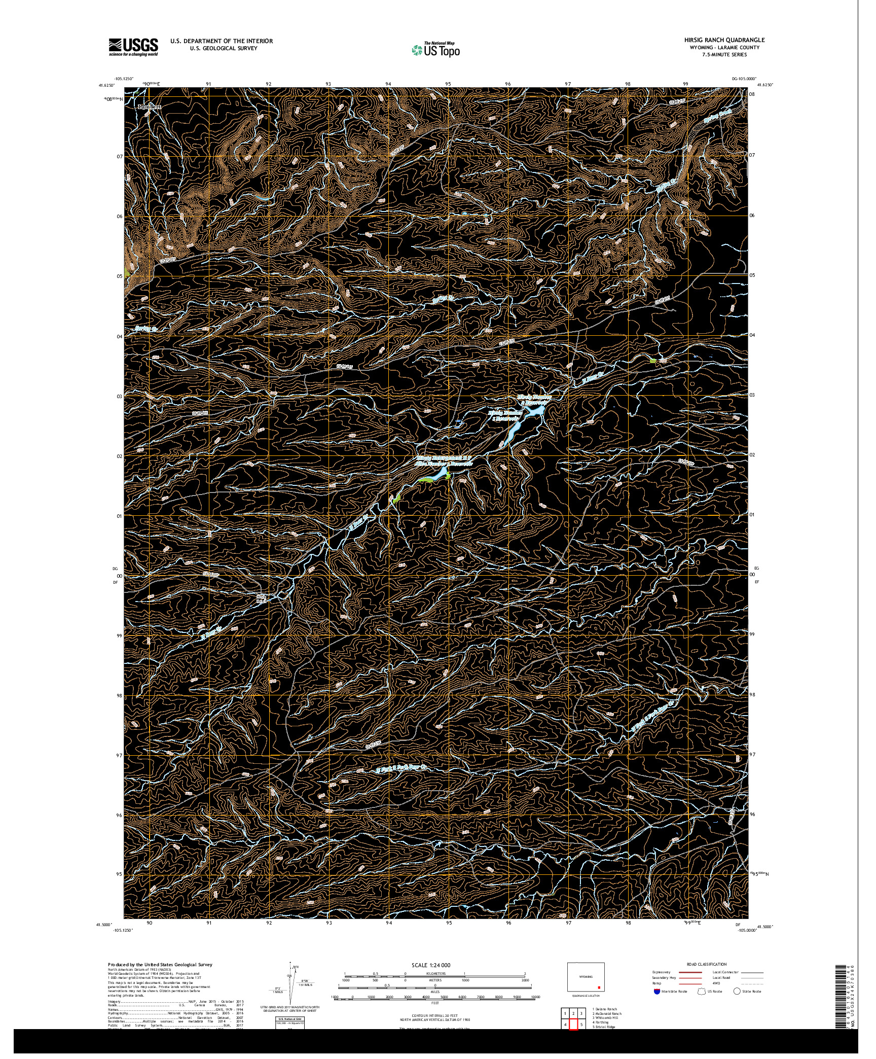 USGS US TOPO 7.5-MINUTE MAP FOR HIRSIG RANCH, WY 2017