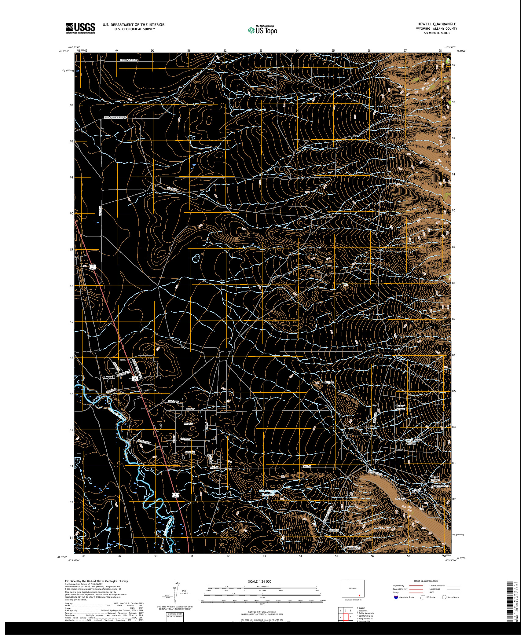 USGS US TOPO 7.5-MINUTE MAP FOR HOWELL, WY 2017