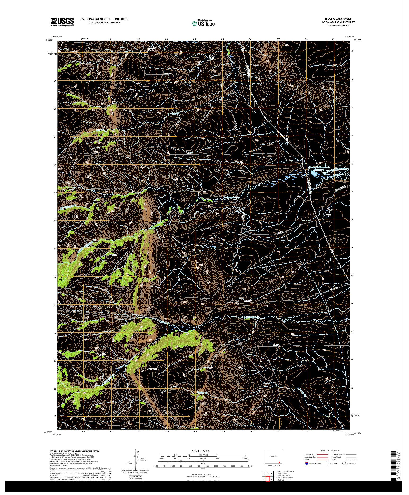 USGS US TOPO 7.5-MINUTE MAP FOR ISLAY, WY 2017