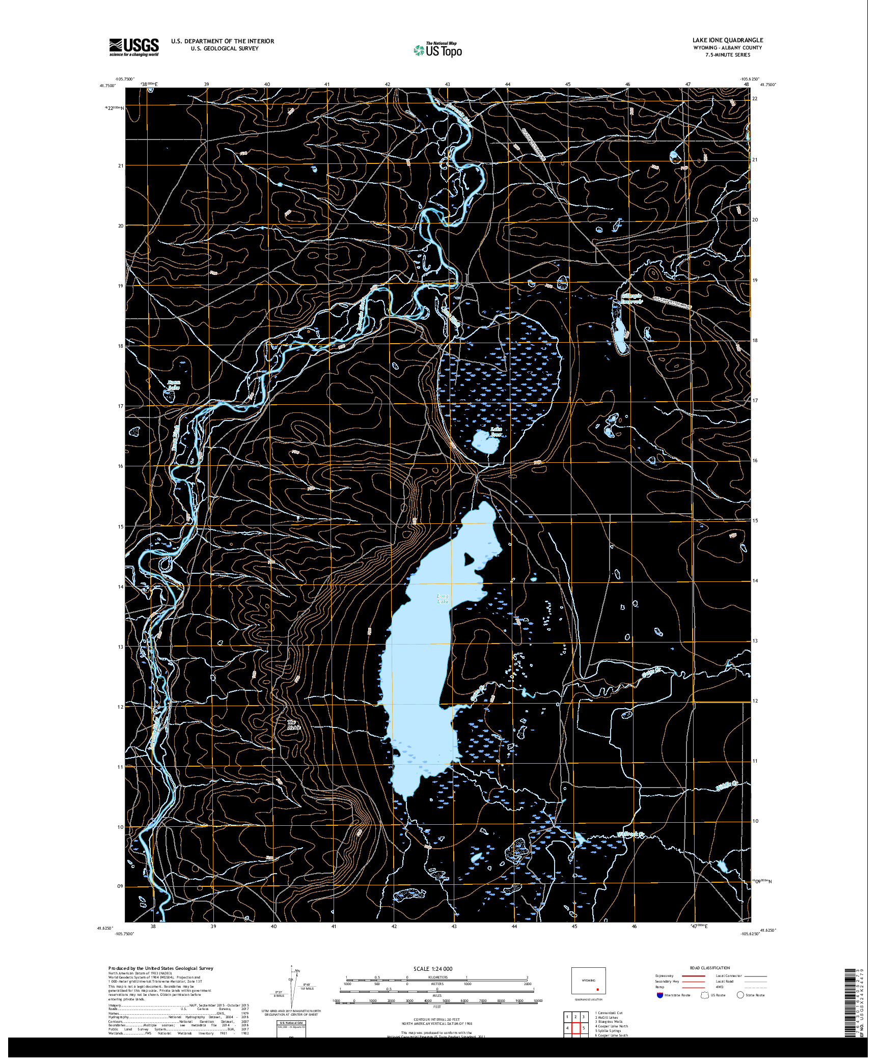 USGS US TOPO 7.5-MINUTE MAP FOR LAKE IONE, WY 2017
