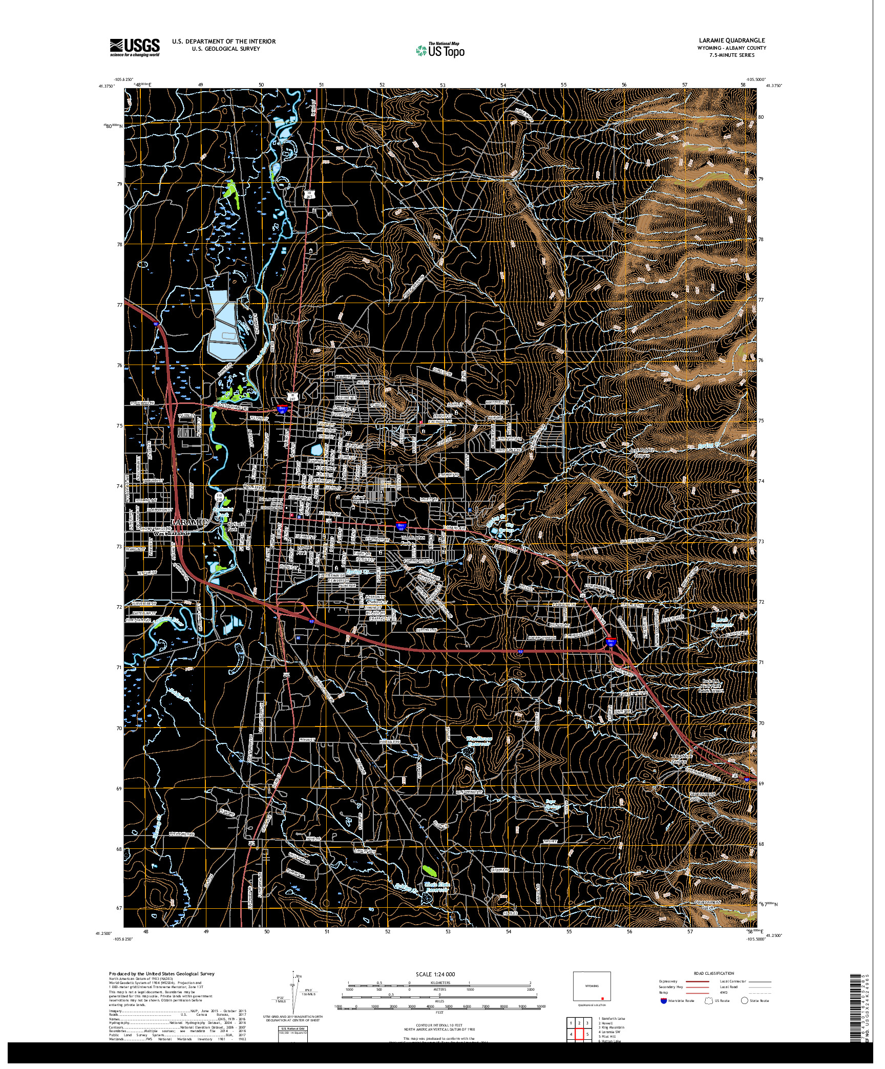 USGS US TOPO 7.5-MINUTE MAP FOR LARAMIE, WY 2017