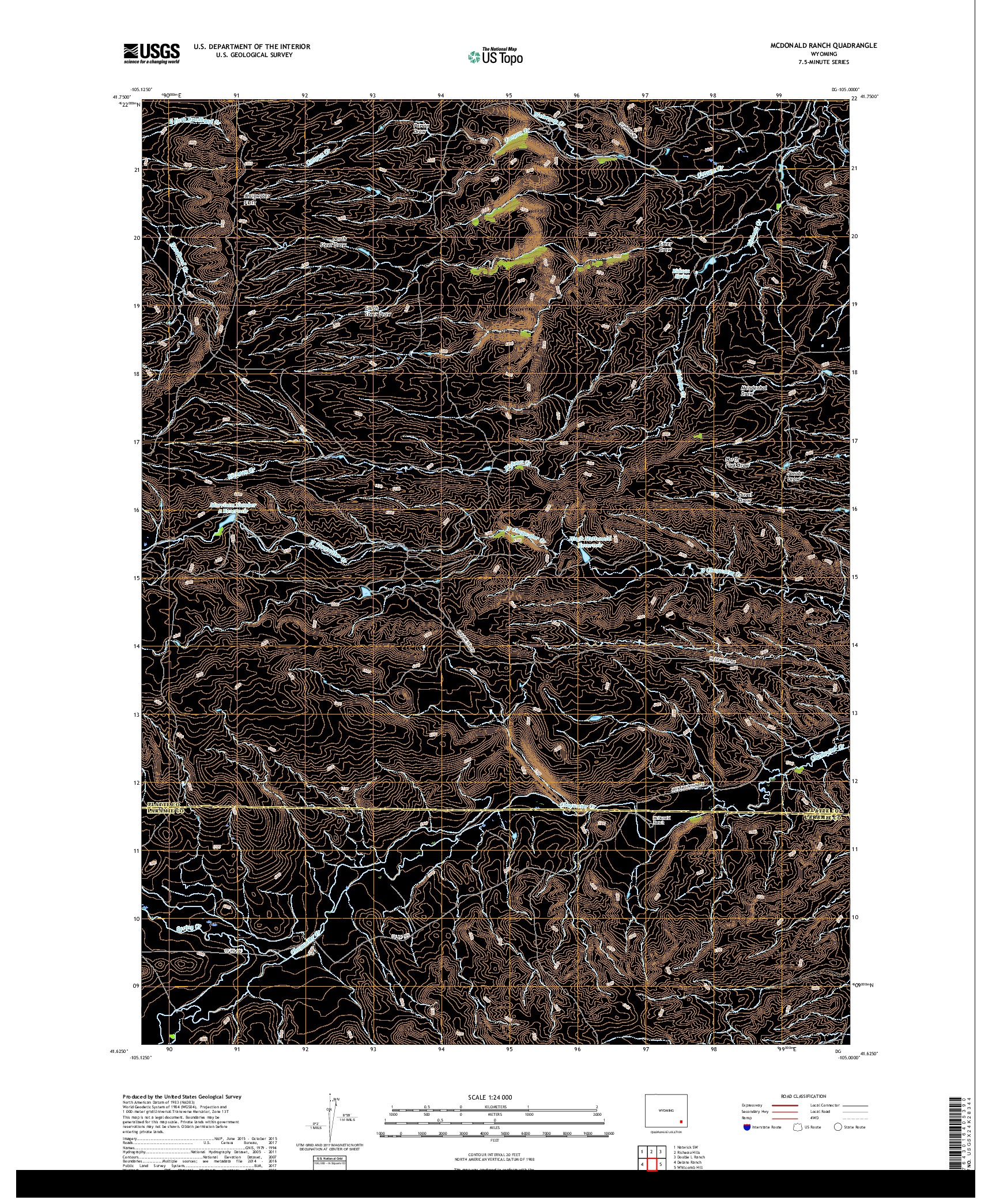 USGS US TOPO 7.5-MINUTE MAP FOR MCDONALD RANCH, WY 2017