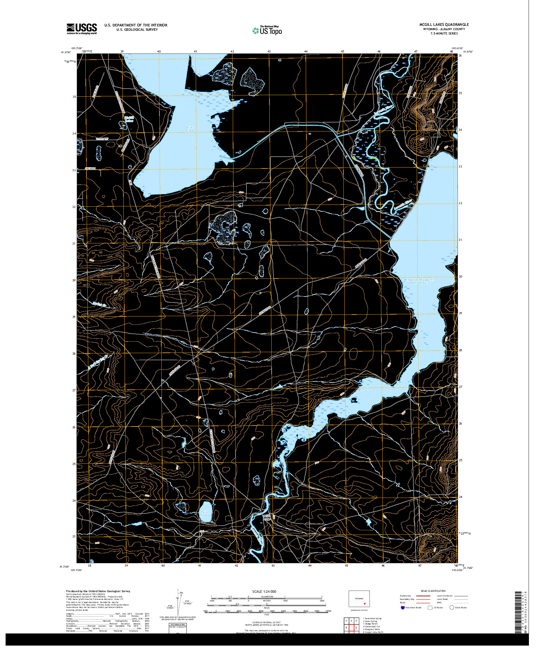 USGS US TOPO 7.5-MINUTE MAP FOR MCGILL LAKES, WY 2017