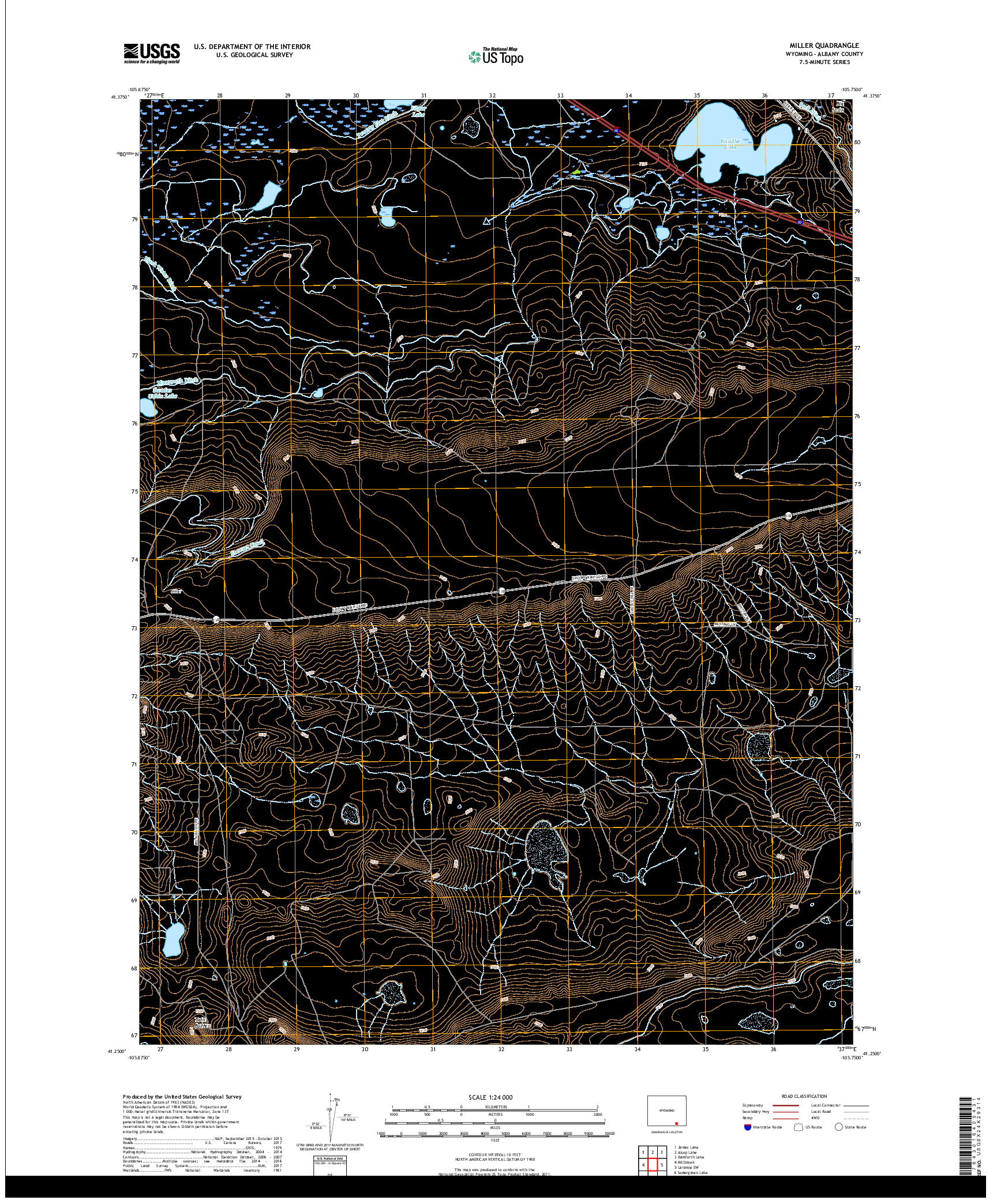 USGS US TOPO 7.5-MINUTE MAP FOR MILLER, WY 2017