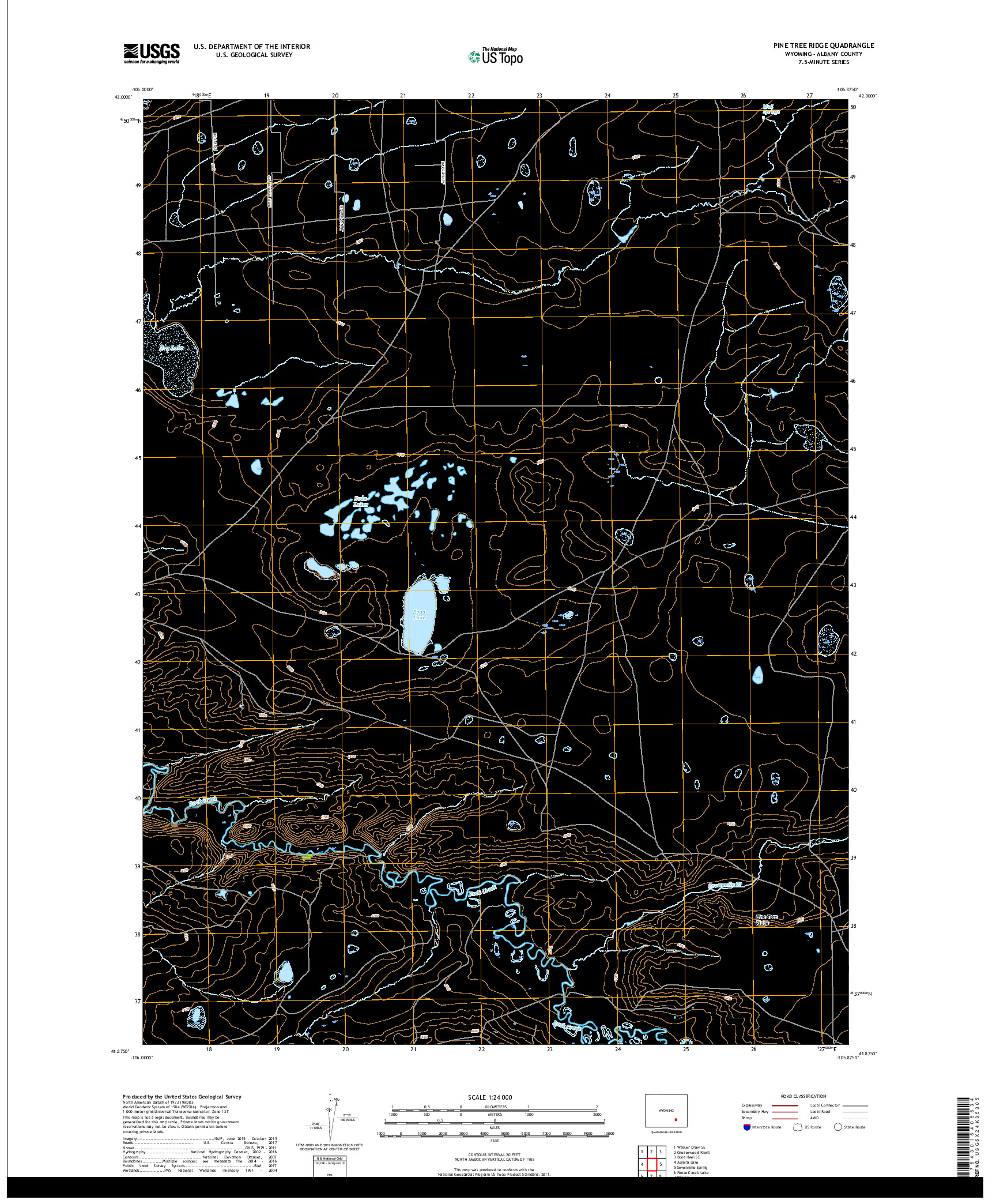 USGS US TOPO 7.5-MINUTE MAP FOR PINE TREE RIDGE, WY 2017