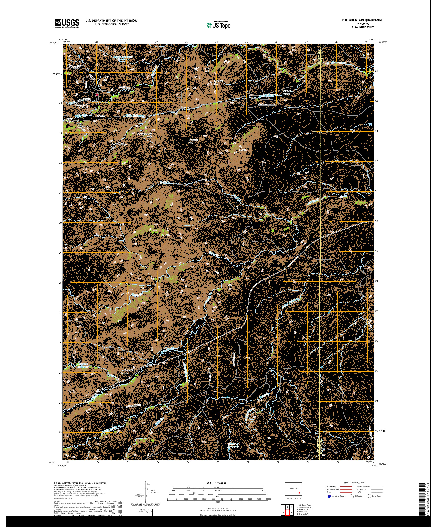 USGS US TOPO 7.5-MINUTE MAP FOR POE MOUNTAIN, WY 2017