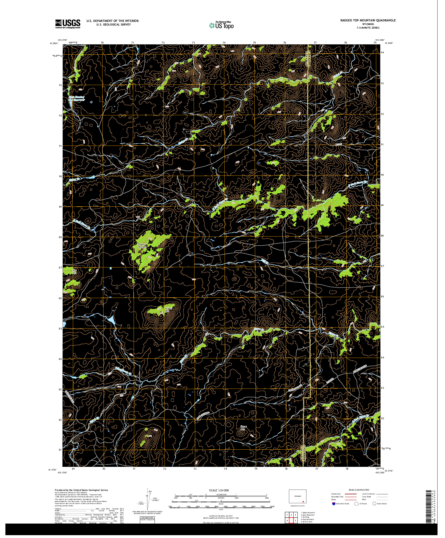 USGS US TOPO 7.5-MINUTE MAP FOR RAGGED TOP MOUNTAIN, WY 2017
