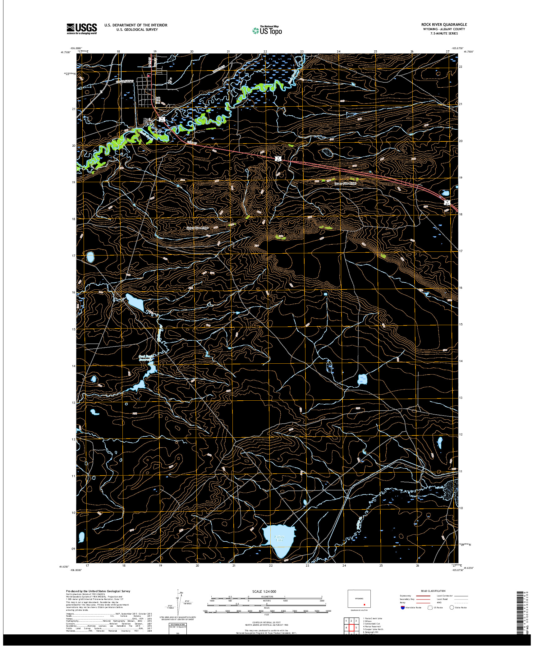 USGS US TOPO 7.5-MINUTE MAP FOR ROCK RIVER, WY 2017