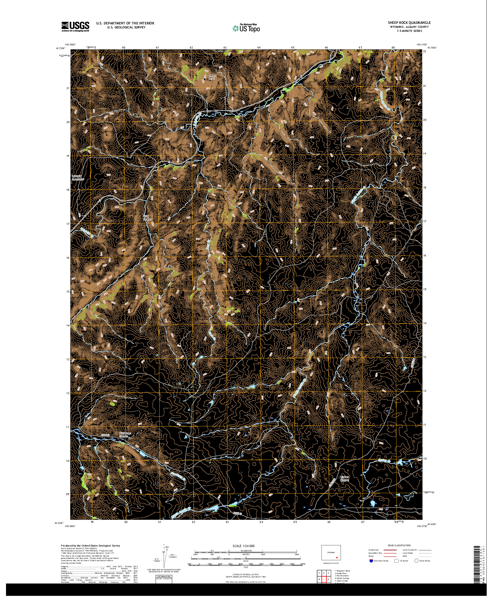 USGS US TOPO 7.5-MINUTE MAP FOR SHEEP ROCK, WY 2017