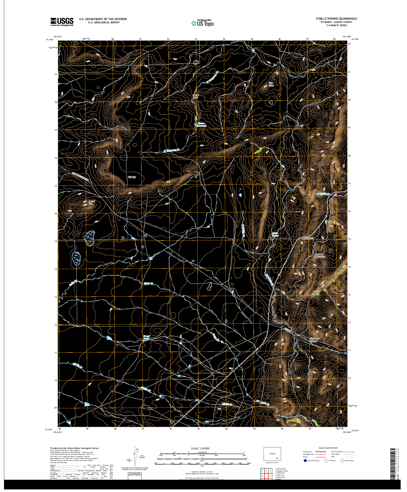 USGS US TOPO 7.5-MINUTE MAP FOR SYBILLE SPRINGS, WY 2017