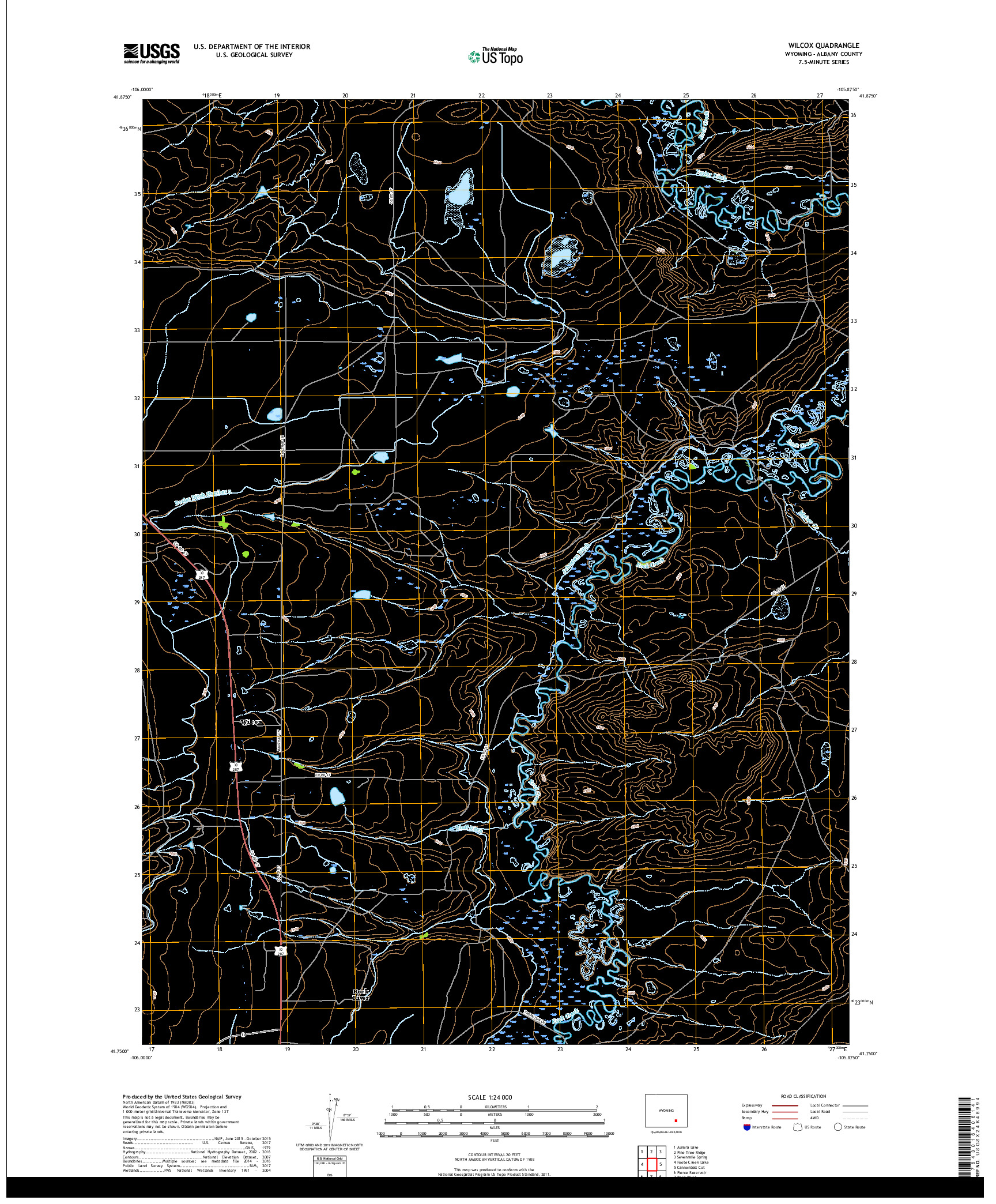 USGS US TOPO 7.5-MINUTE MAP FOR WILCOX, WY 2017