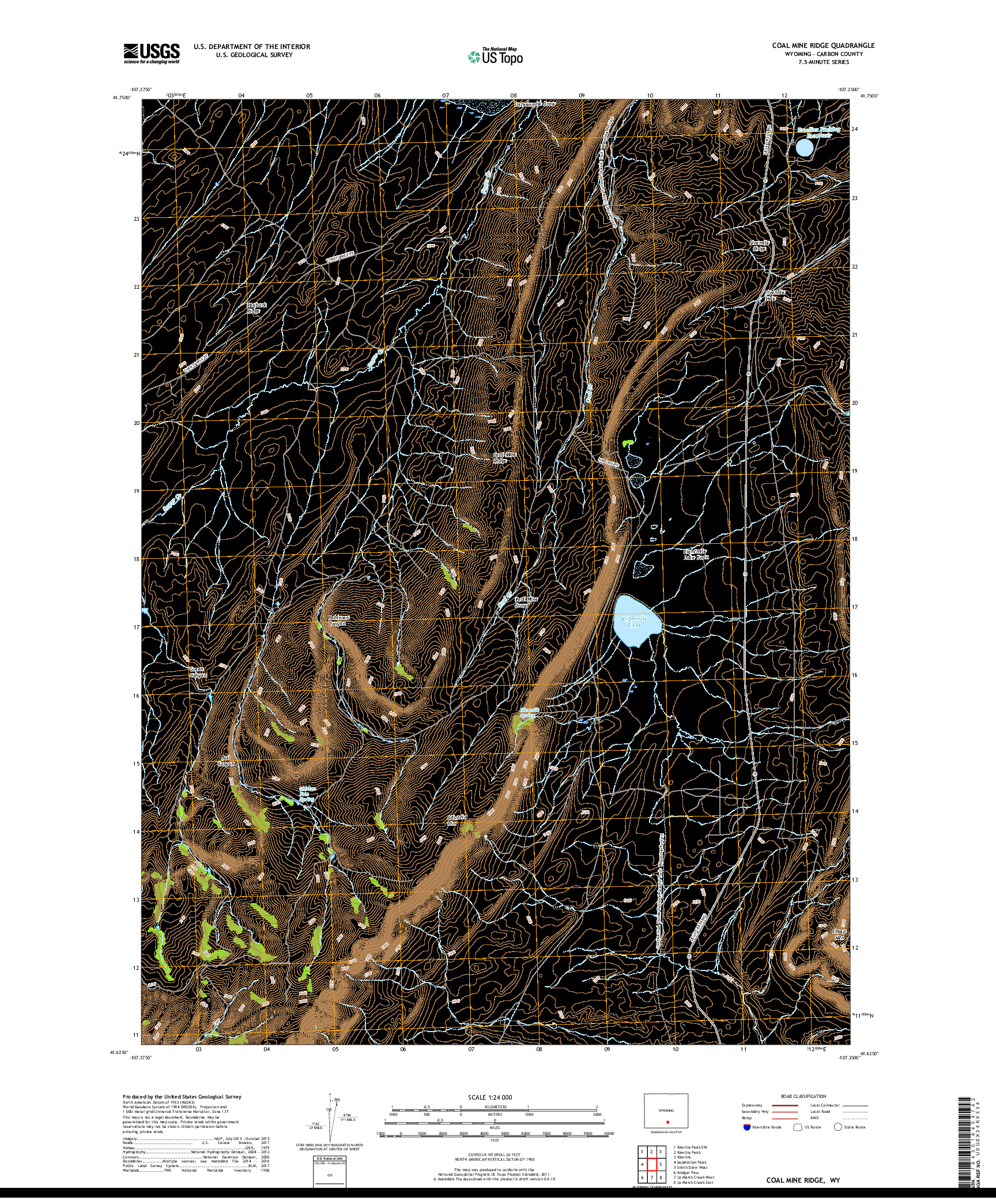 USGS US TOPO 7.5-MINUTE MAP FOR COAL MINE RIDGE, WY 2017