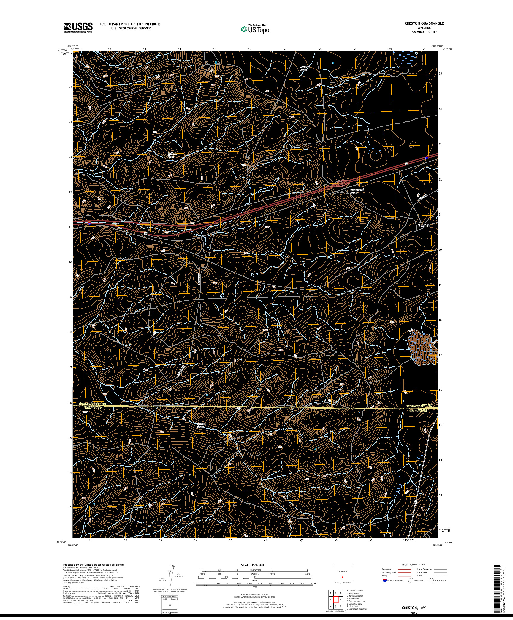 USGS US TOPO 7.5-MINUTE MAP FOR CRESTON, WY 2017