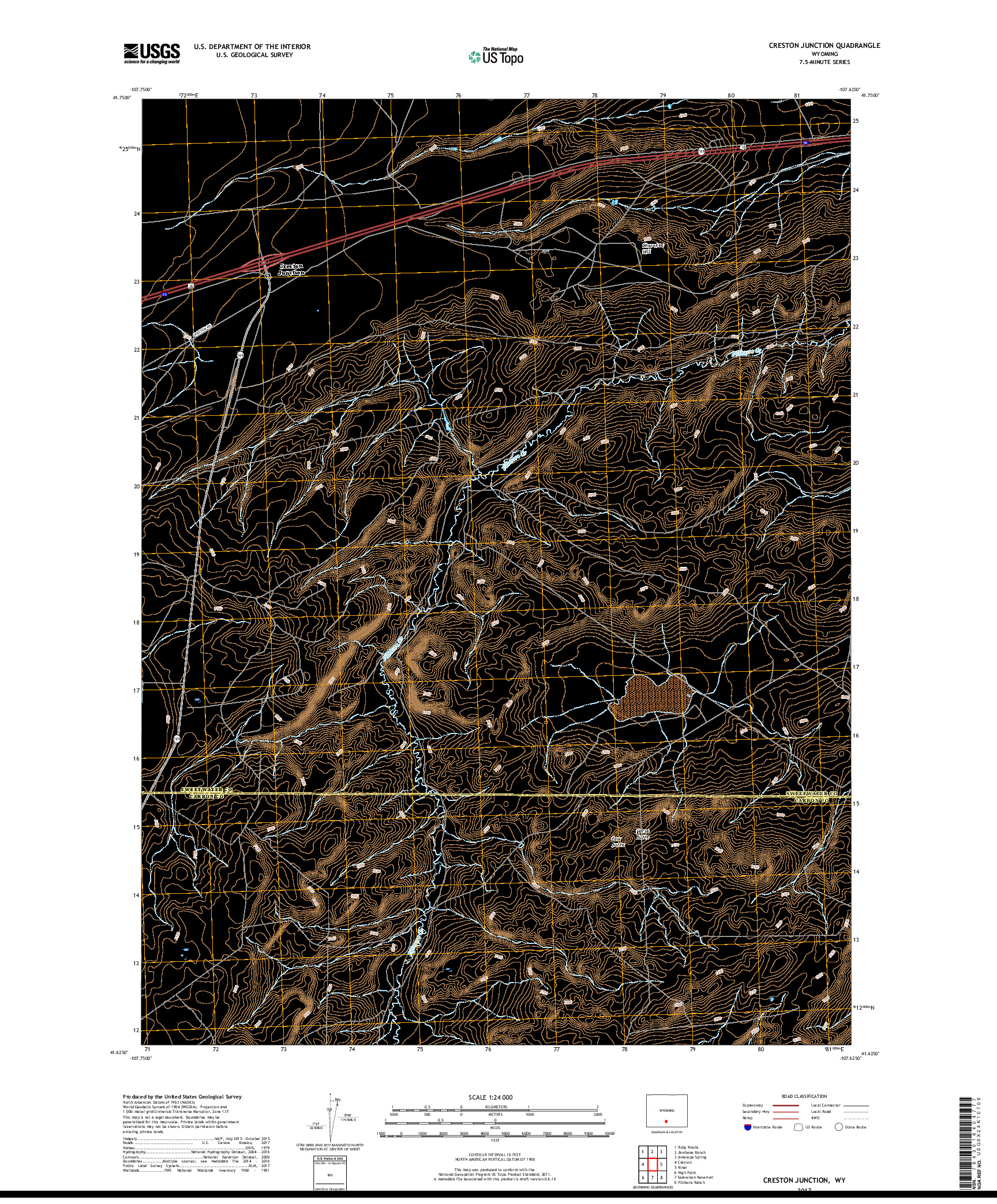 USGS US TOPO 7.5-MINUTE MAP FOR CRESTON JUNCTION, WY 2017