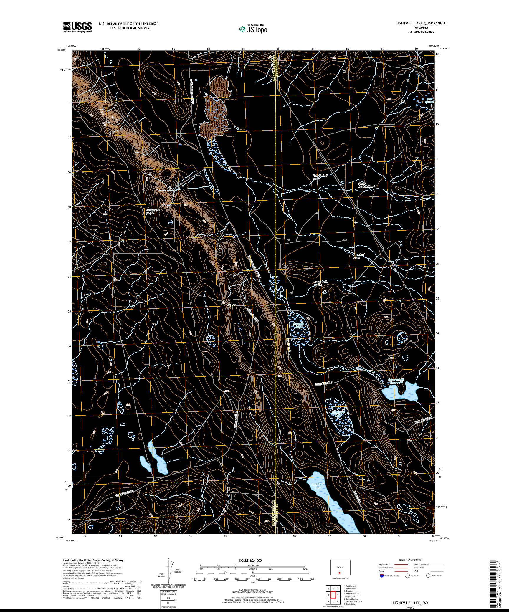 USGS US TOPO 7.5-MINUTE MAP FOR EIGHTMILE LAKE, WY 2017