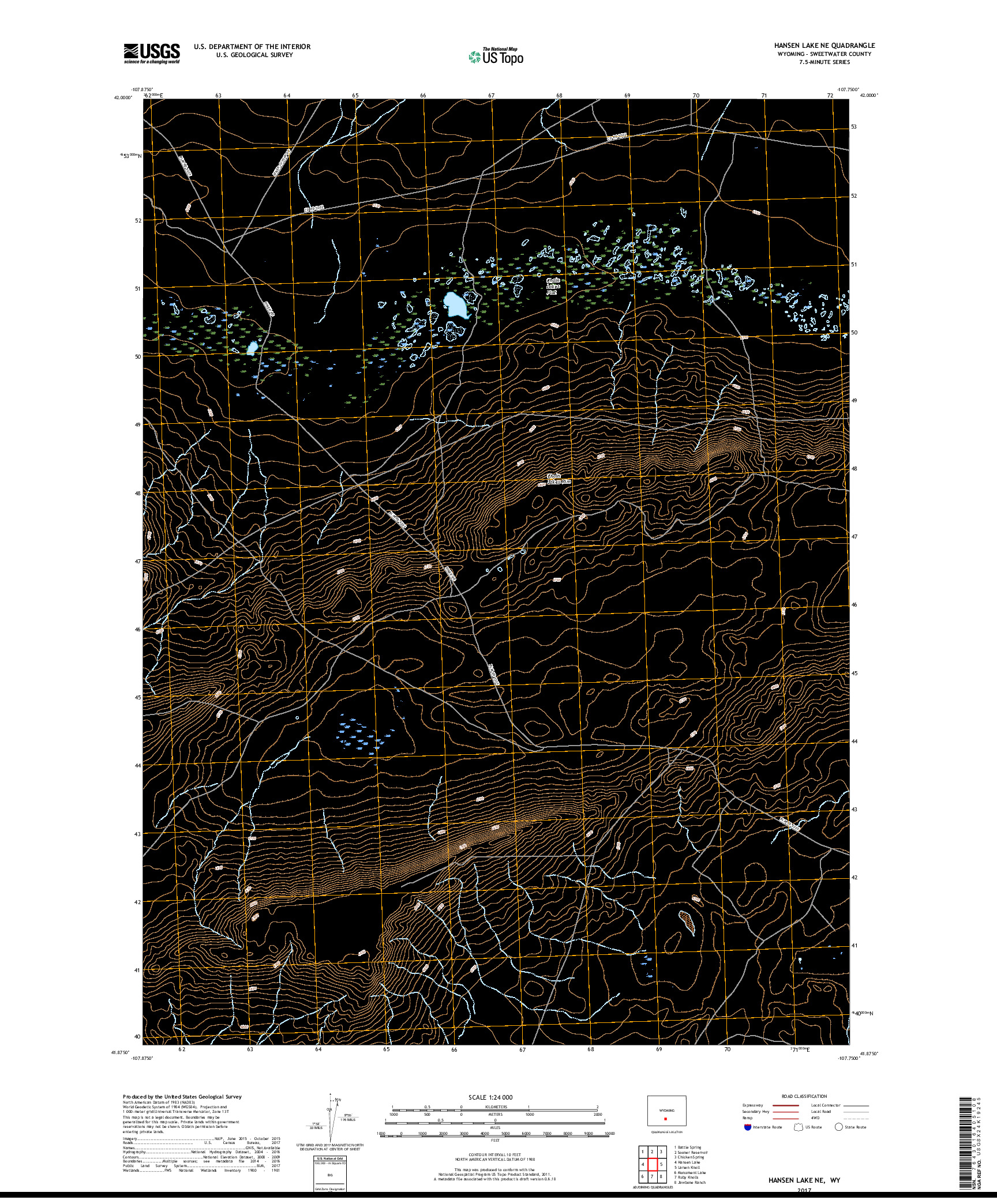 USGS US TOPO 7.5-MINUTE MAP FOR HANSEN LAKE NE, WY 2017