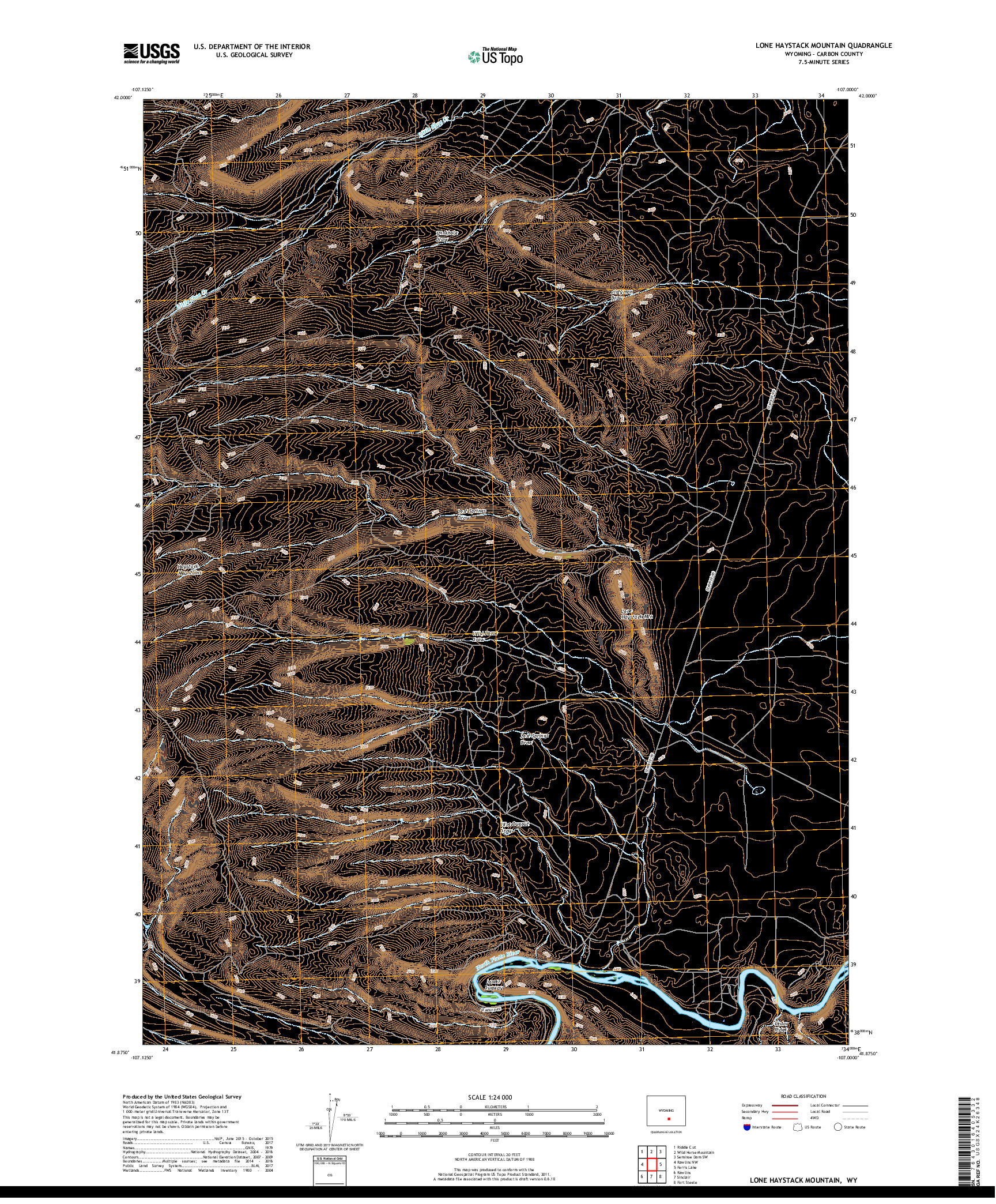 USGS US TOPO 7.5-MINUTE MAP FOR LONE HAYSTACK MOUNTAIN, WY 2017