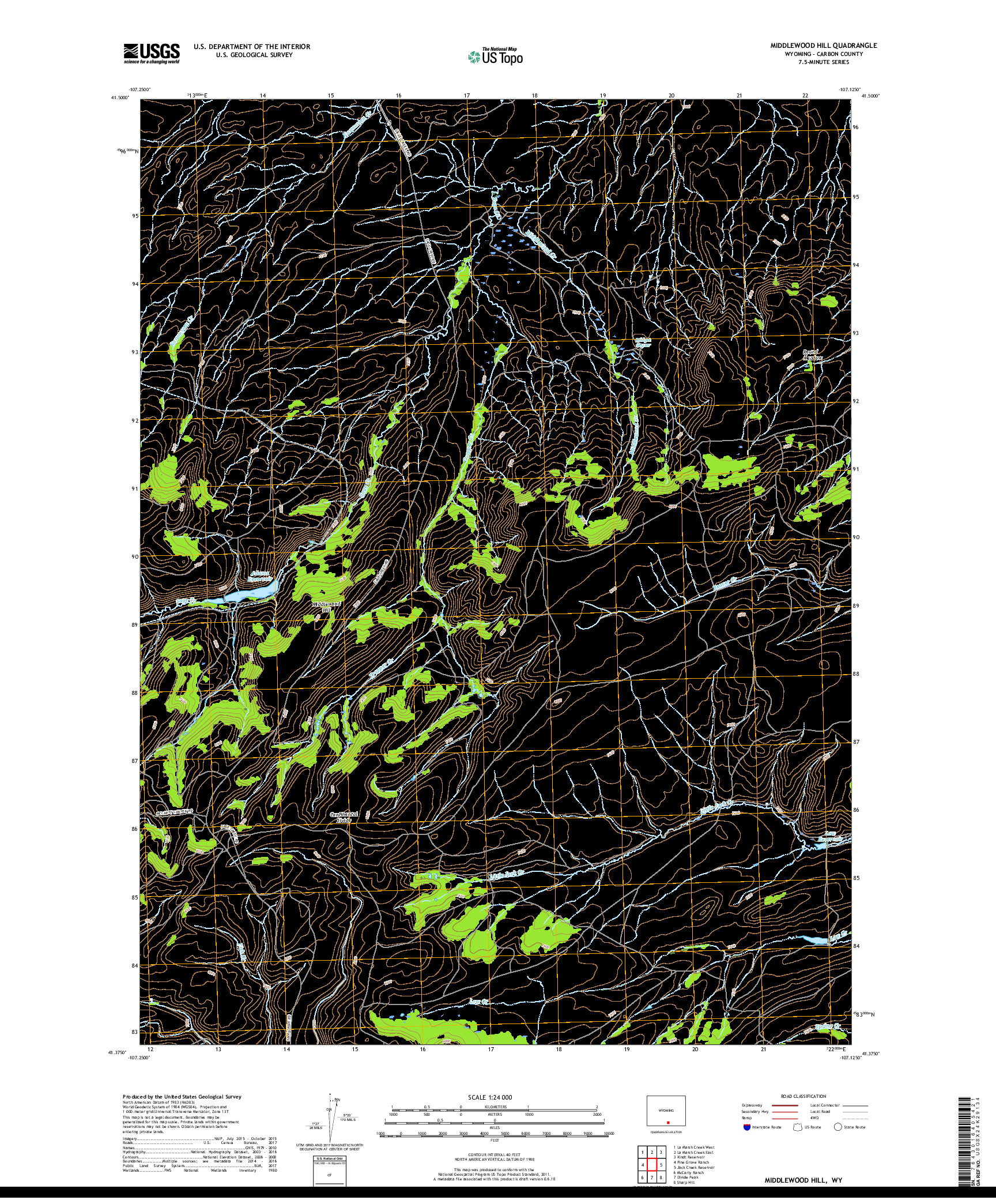 USGS US TOPO 7.5-MINUTE MAP FOR MIDDLEWOOD HILL, WY 2017
