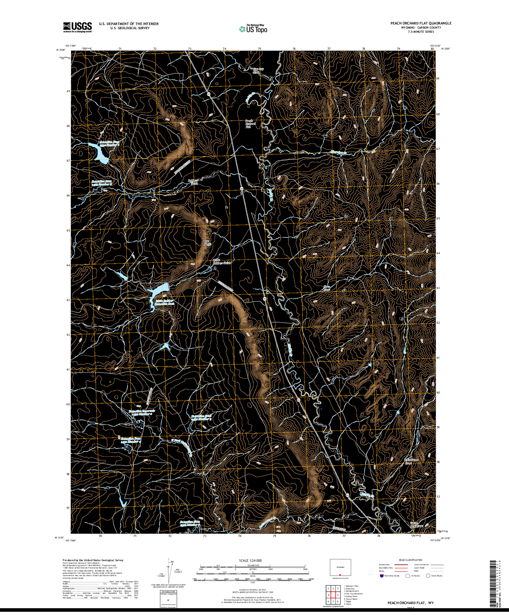 USGS US TOPO 7.5-MINUTE MAP FOR PEACH ORCHARD FLAT, WY 2017