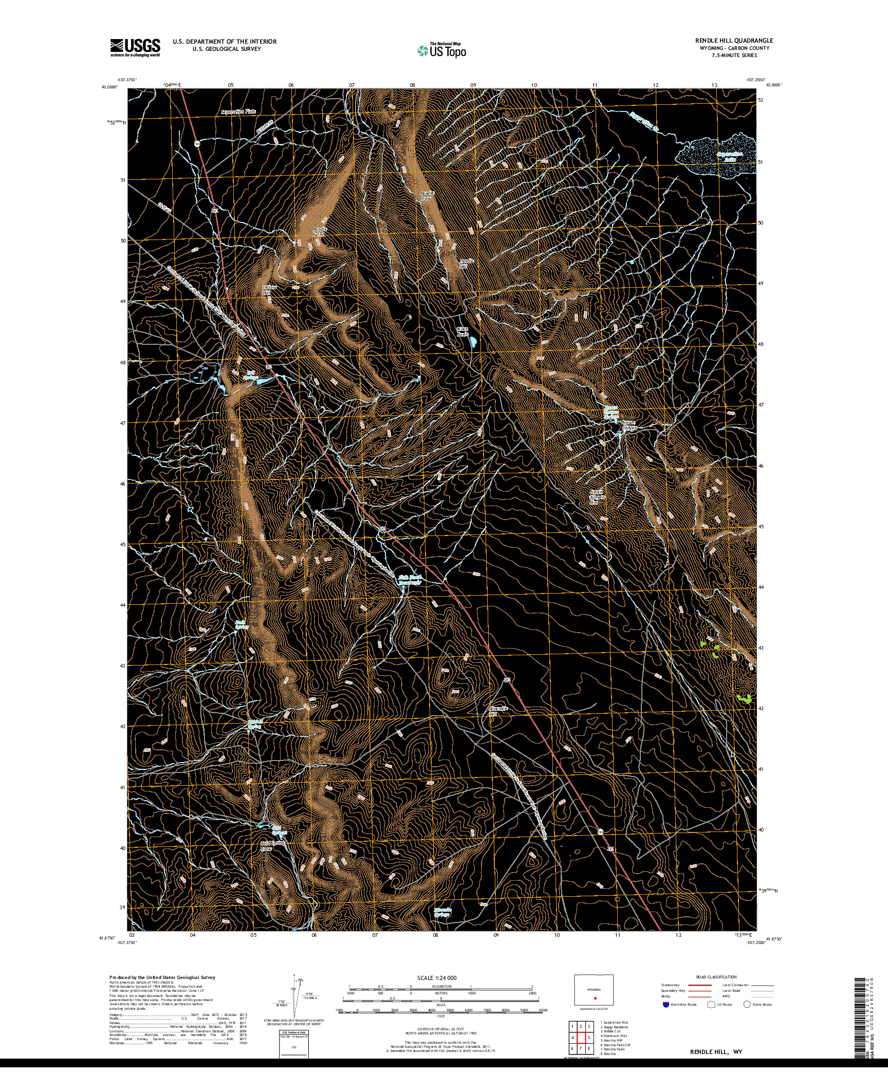 USGS US TOPO 7.5-MINUTE MAP FOR RENDLE HILL, WY 2017