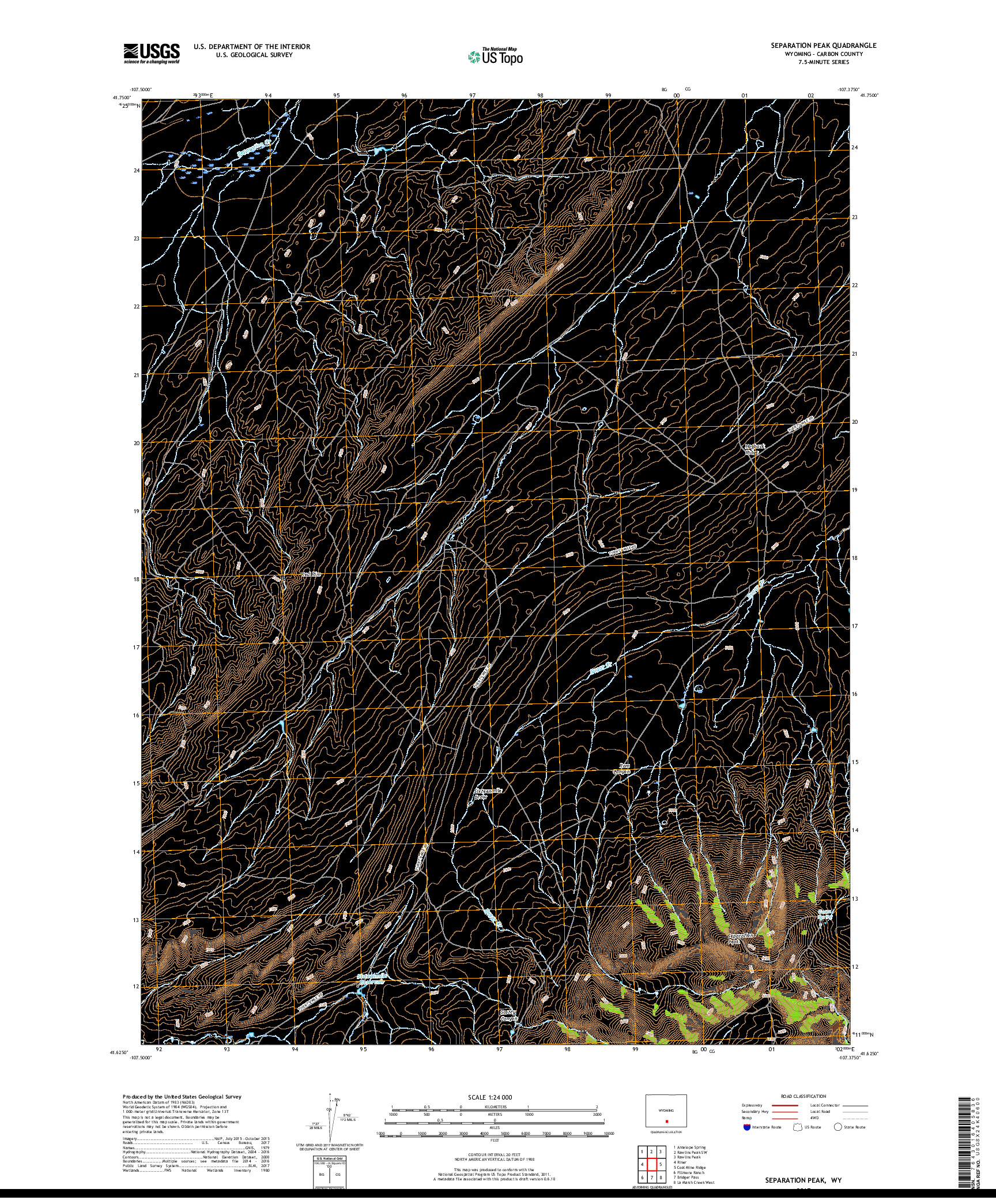 USGS US TOPO 7.5-MINUTE MAP FOR SEPARATION PEAK, WY 2017