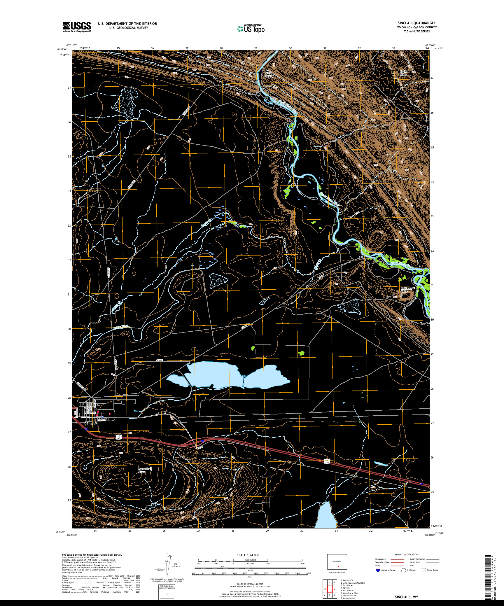 USGS US TOPO 7.5-MINUTE MAP FOR SINCLAIR, WY 2017