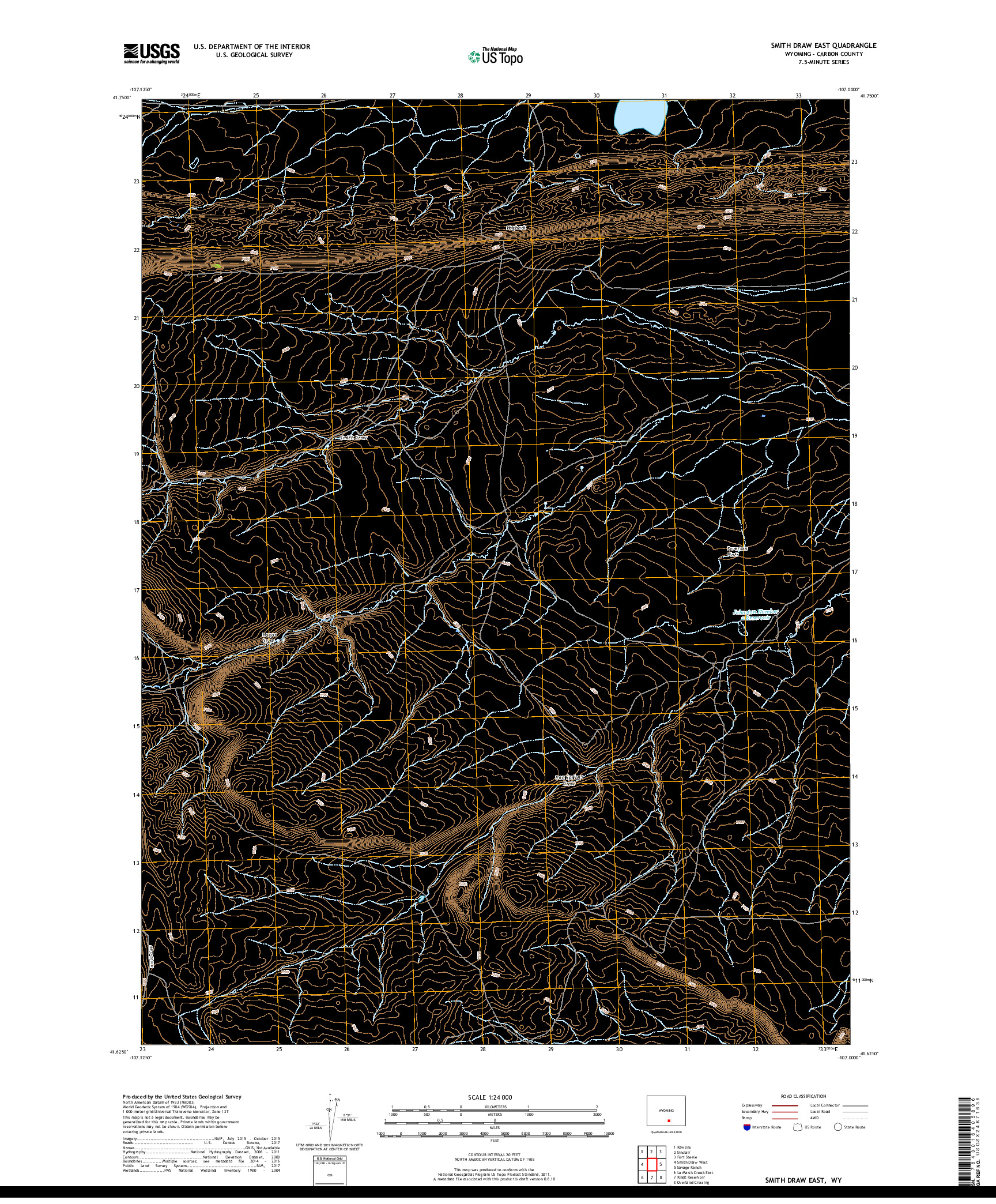 USGS US TOPO 7.5-MINUTE MAP FOR SMITH DRAW EAST, WY 2017