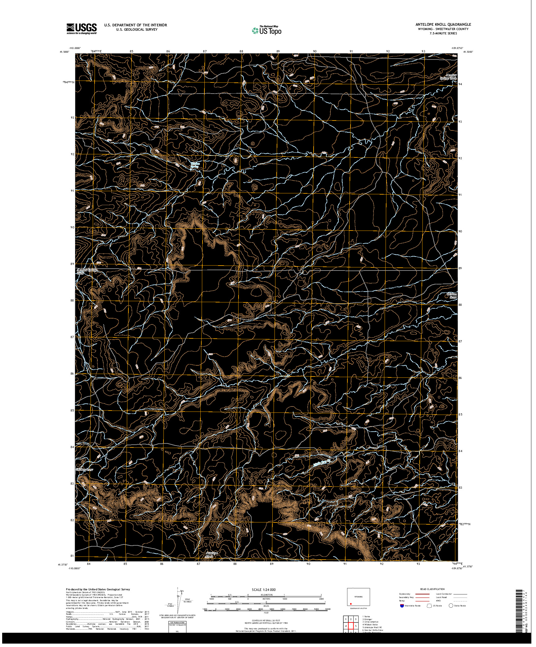 USGS US TOPO 7.5-MINUTE MAP FOR ANTELOPE KNOLL, WY 2017