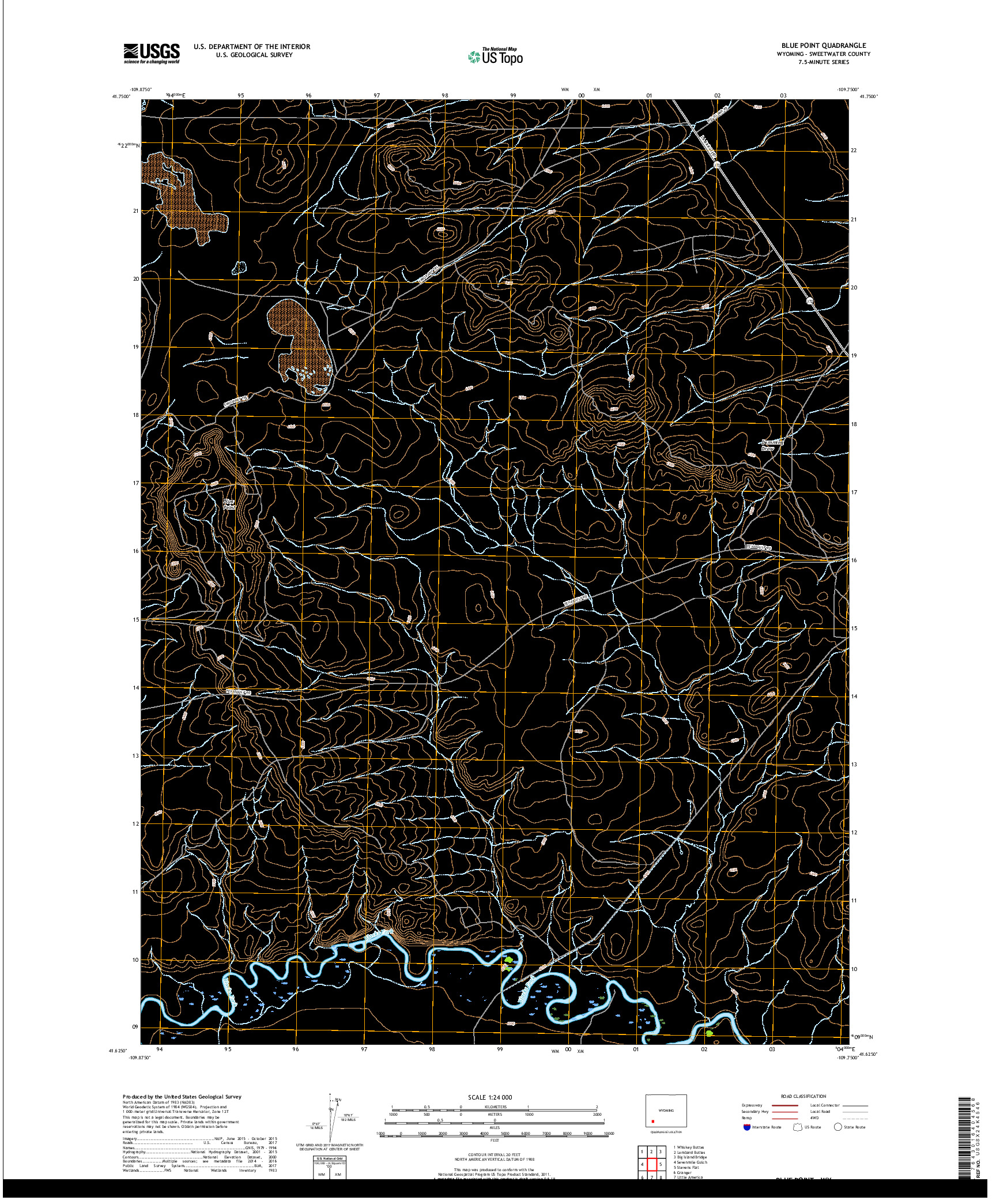 USGS US TOPO 7.5-MINUTE MAP FOR BLUE POINT, WY 2017