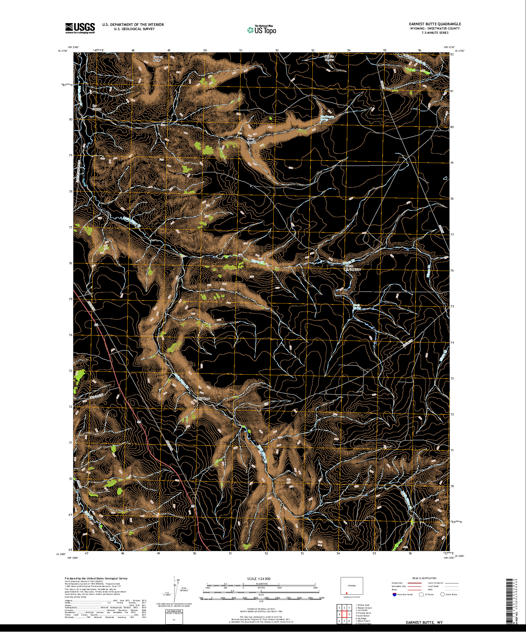 USGS US TOPO 7.5-MINUTE MAP FOR EARNEST BUTTE, WY 2017