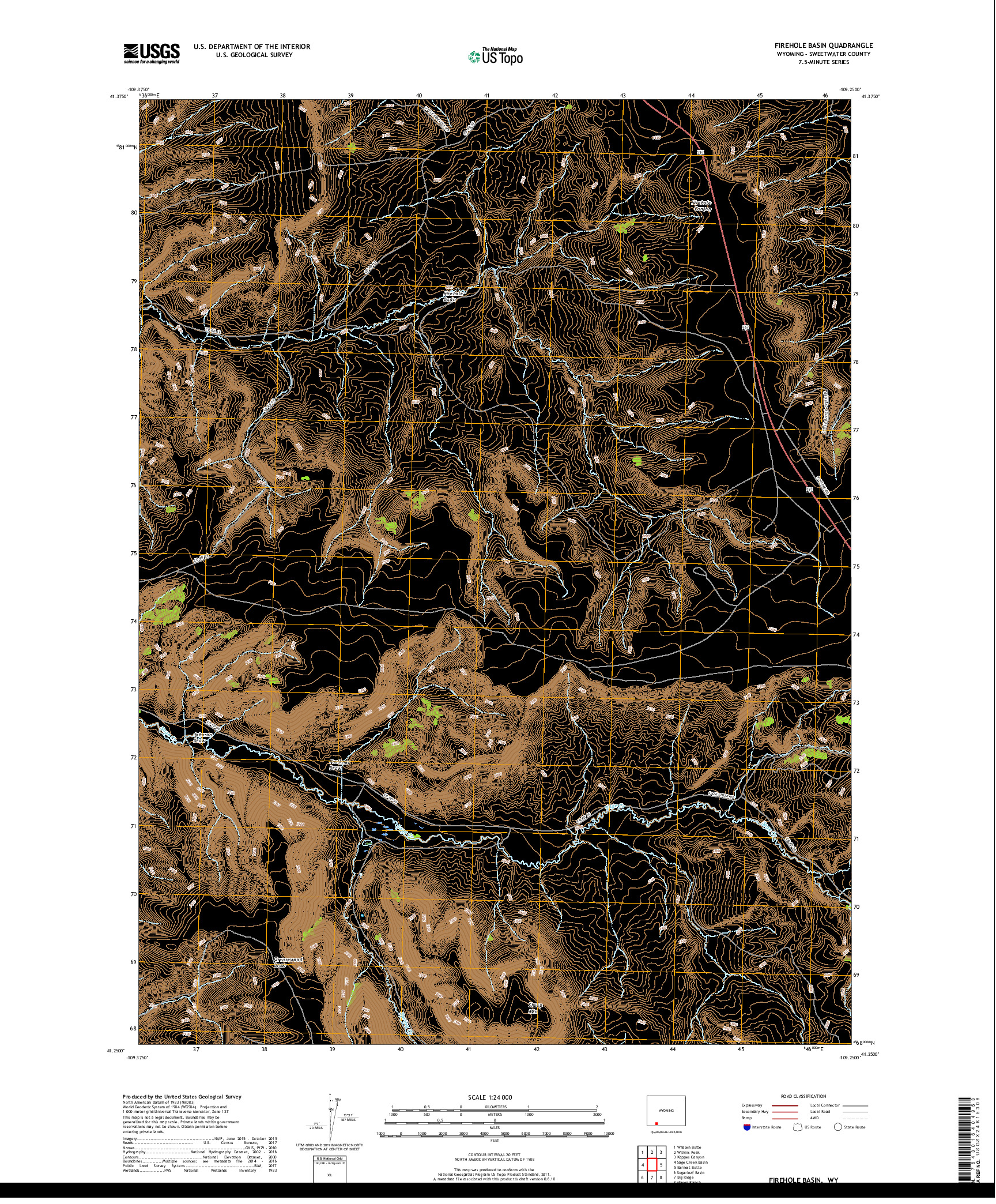 USGS US TOPO 7.5-MINUTE MAP FOR FIREHOLE BASIN, WY 2017