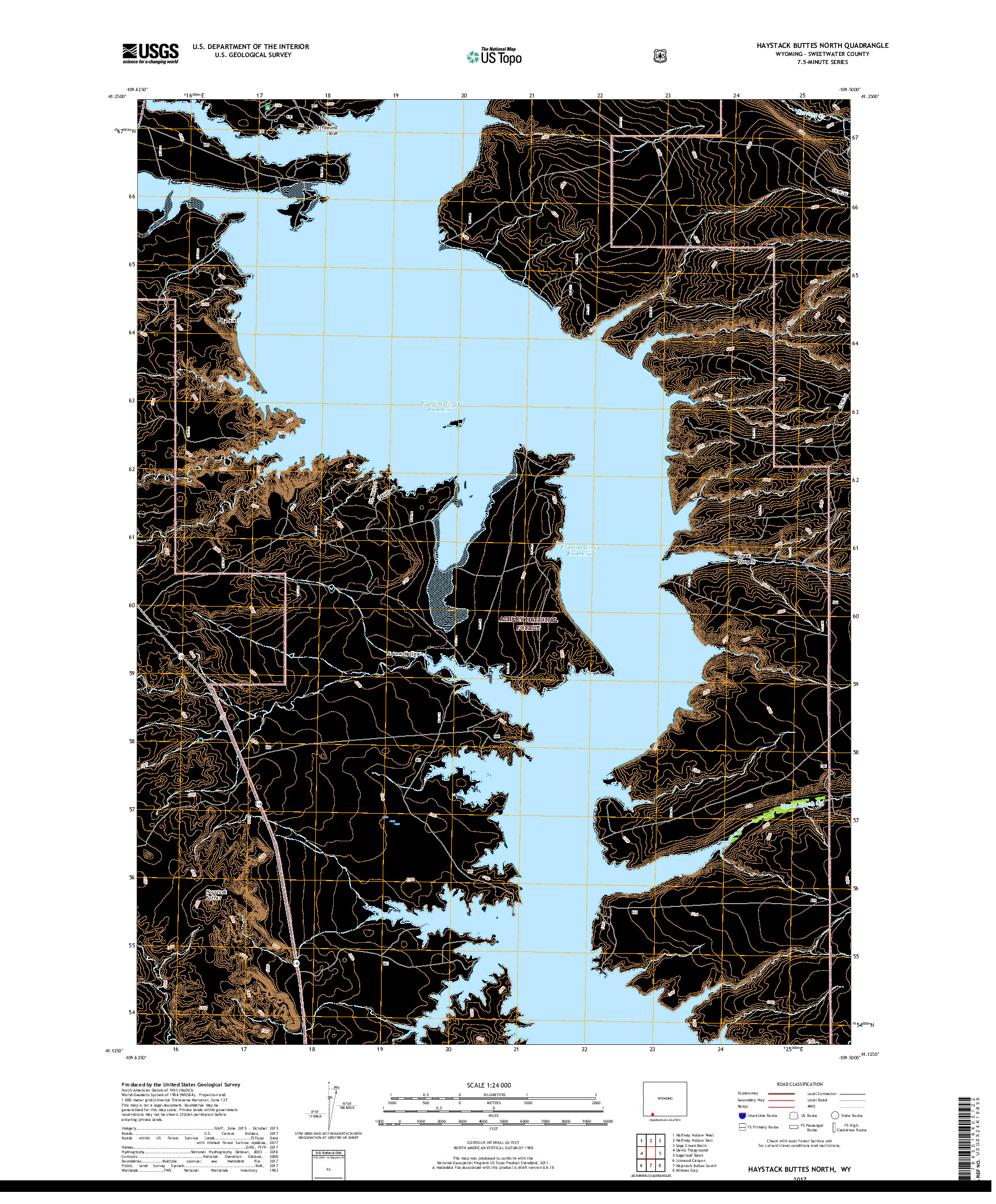 USGS US TOPO 7.5-MINUTE MAP FOR HAYSTACK BUTTES NORTH, WY 2017