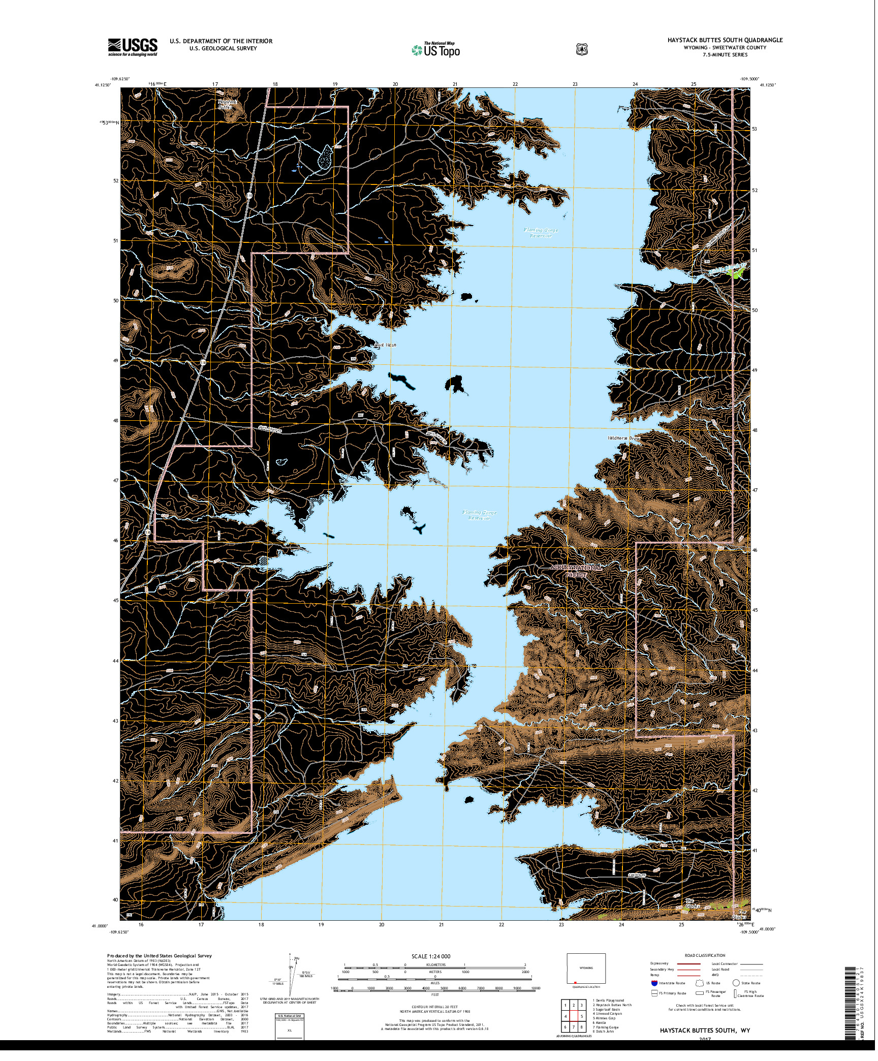 USGS US TOPO 7.5-MINUTE MAP FOR HAYSTACK BUTTES SOUTH, WY 2017