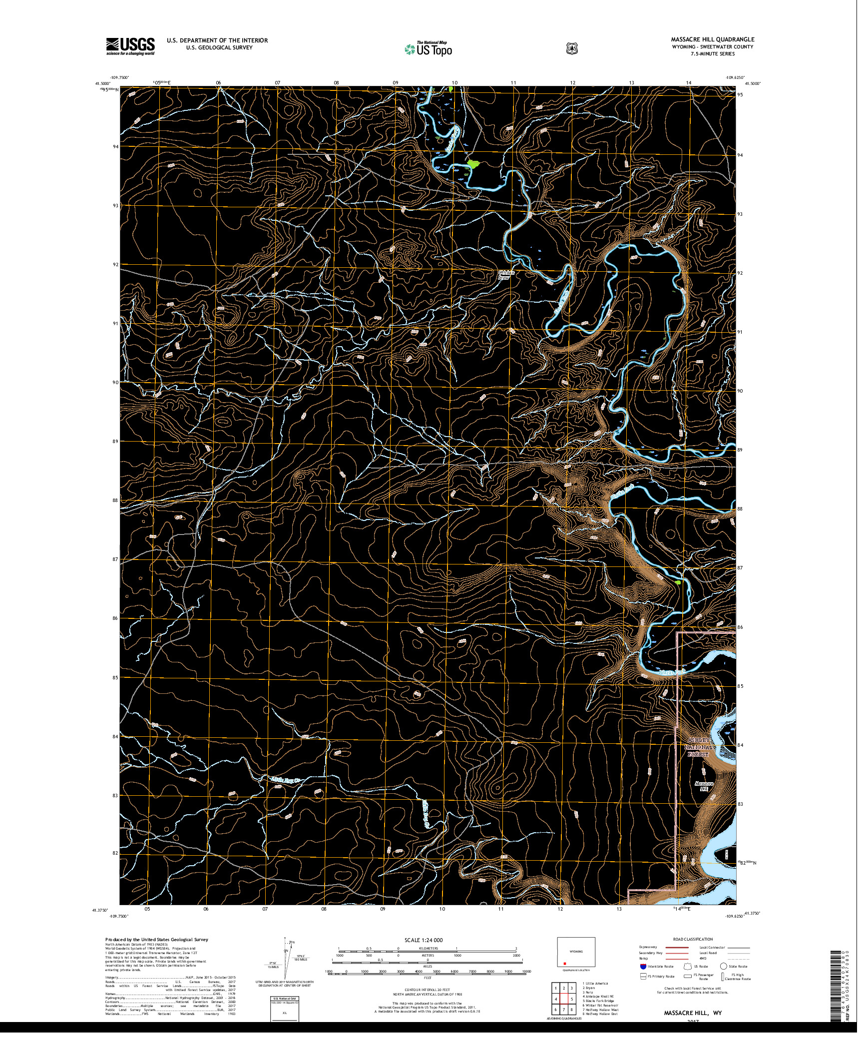 USGS US TOPO 7.5-MINUTE MAP FOR MASSACRE HILL, WY 2017