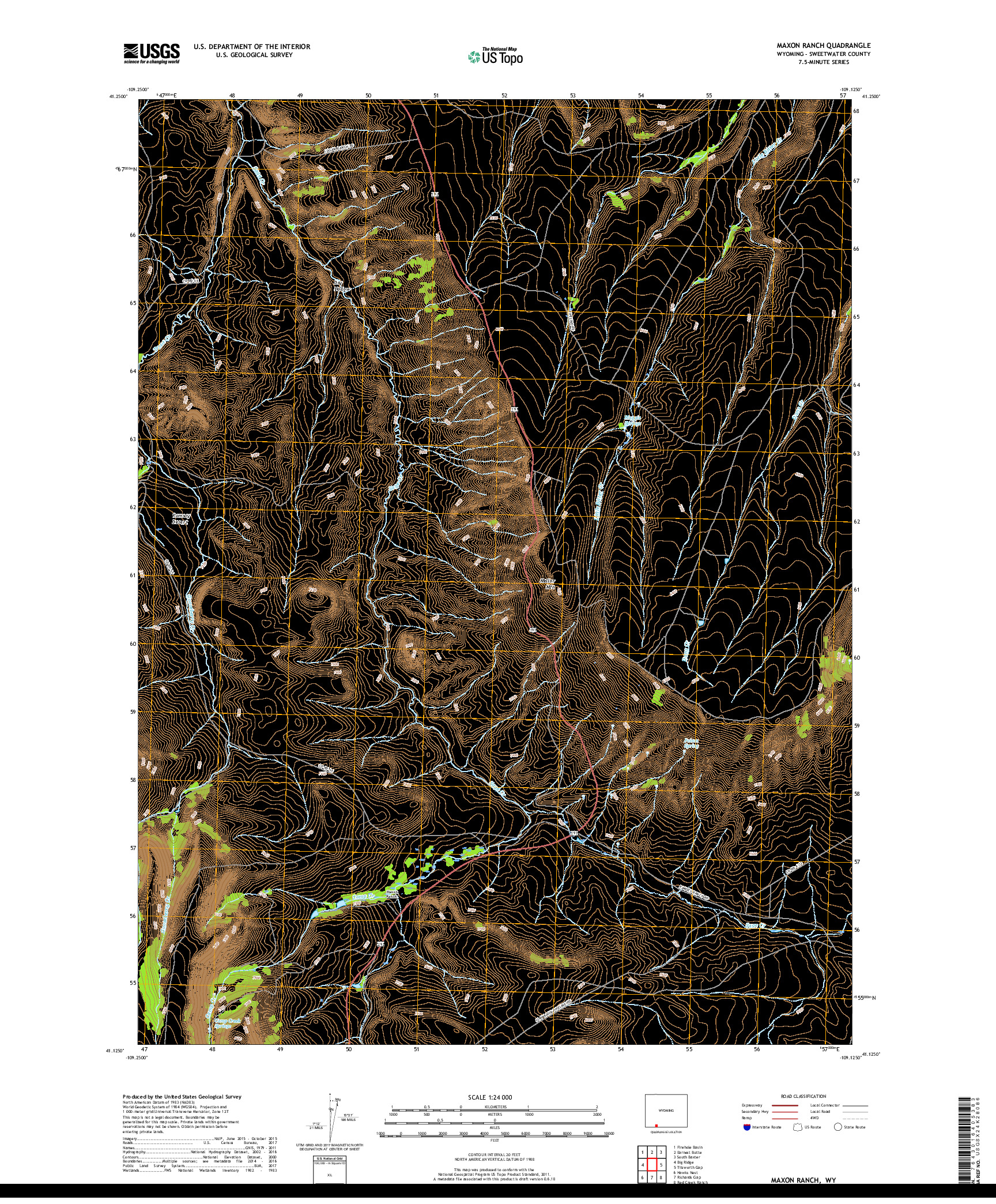 USGS US TOPO 7.5-MINUTE MAP FOR MAXON RANCH, WY 2017