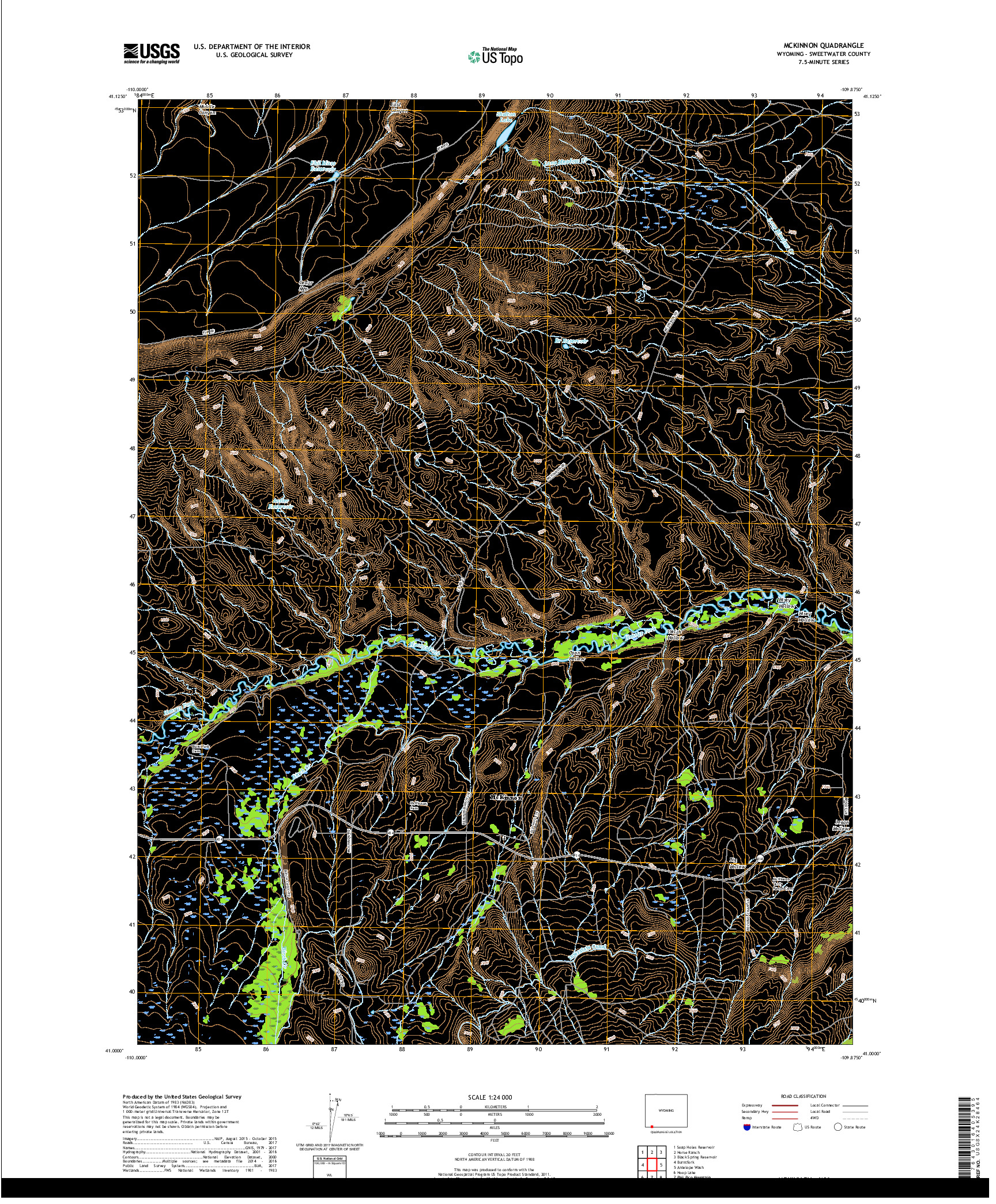 USGS US TOPO 7.5-MINUTE MAP FOR MCKINNON, WY 2017