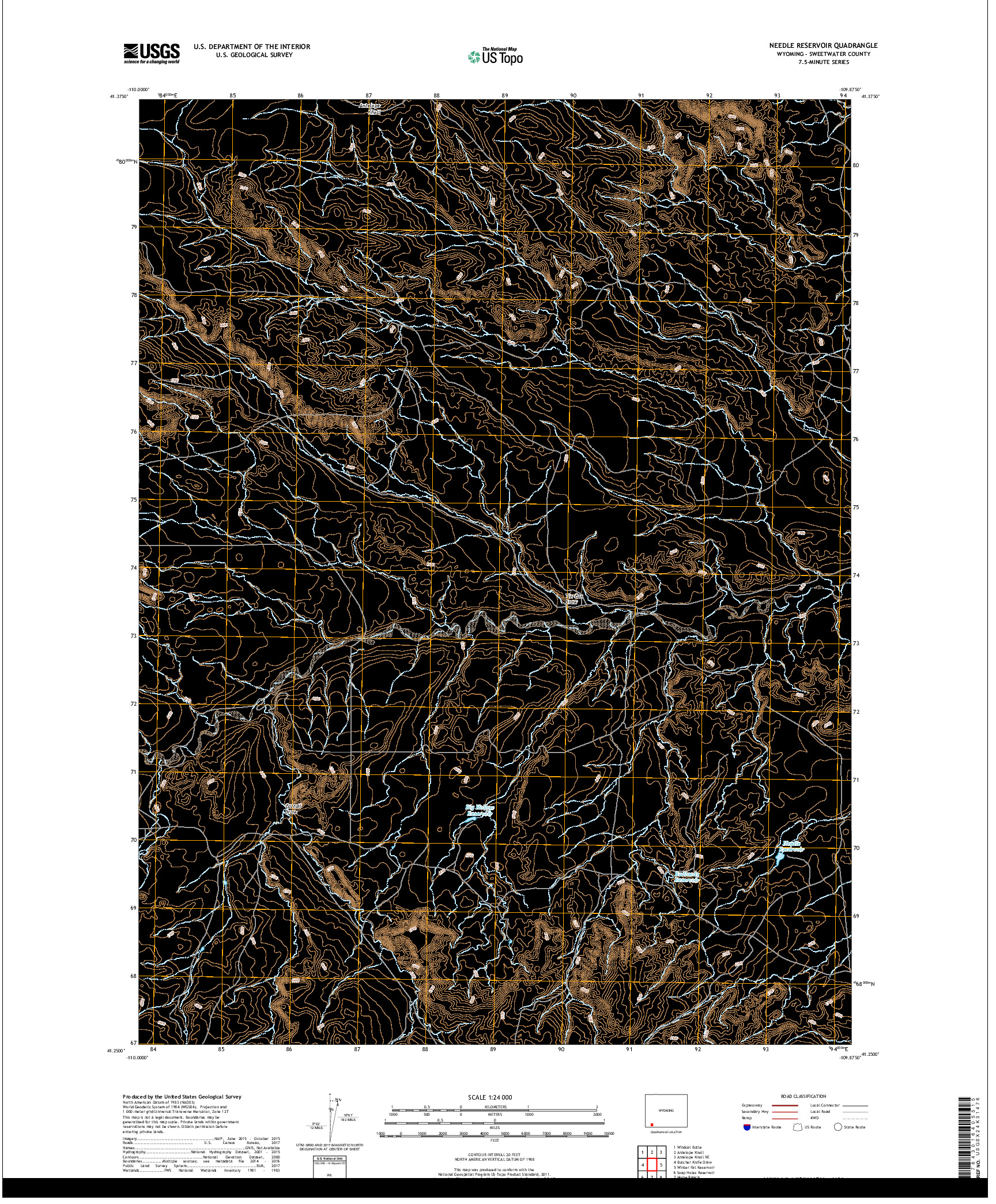 USGS US TOPO 7.5-MINUTE MAP FOR NEEDLE RESERVOIR, WY 2017