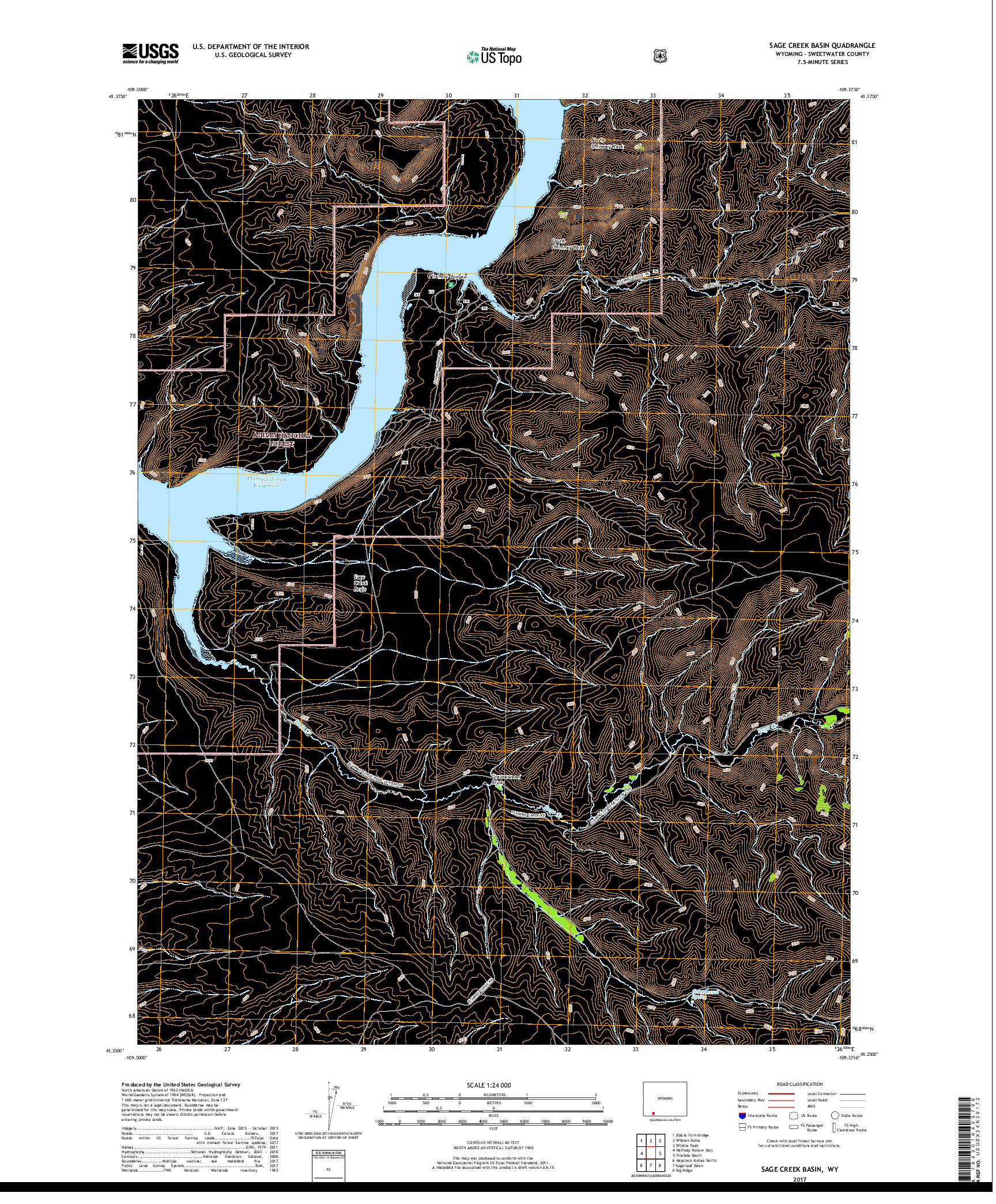 USGS US TOPO 7.5-MINUTE MAP FOR SAGE CREEK BASIN, WY 2017
