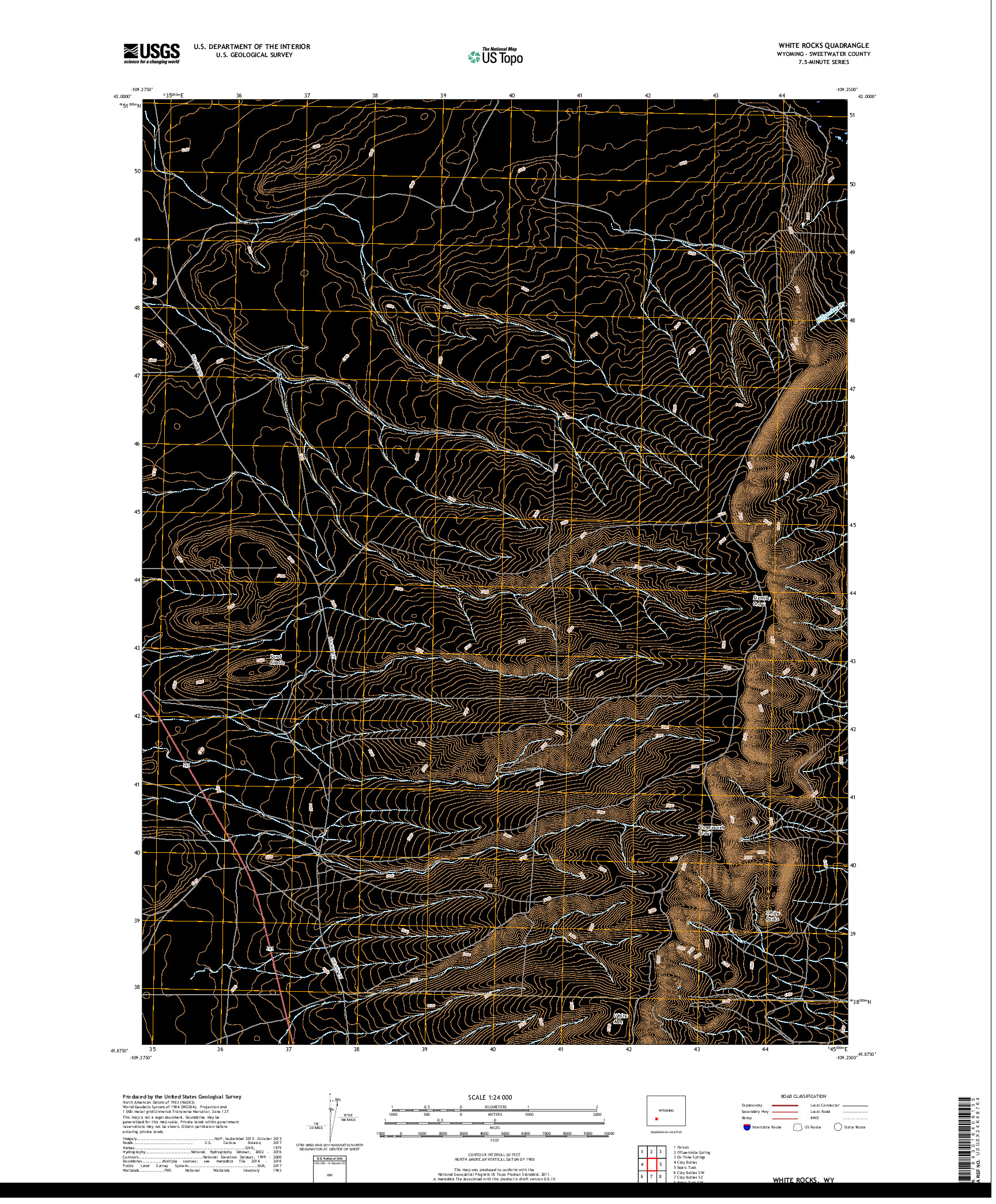 USGS US TOPO 7.5-MINUTE MAP FOR WHITE ROCKS, WY 2017