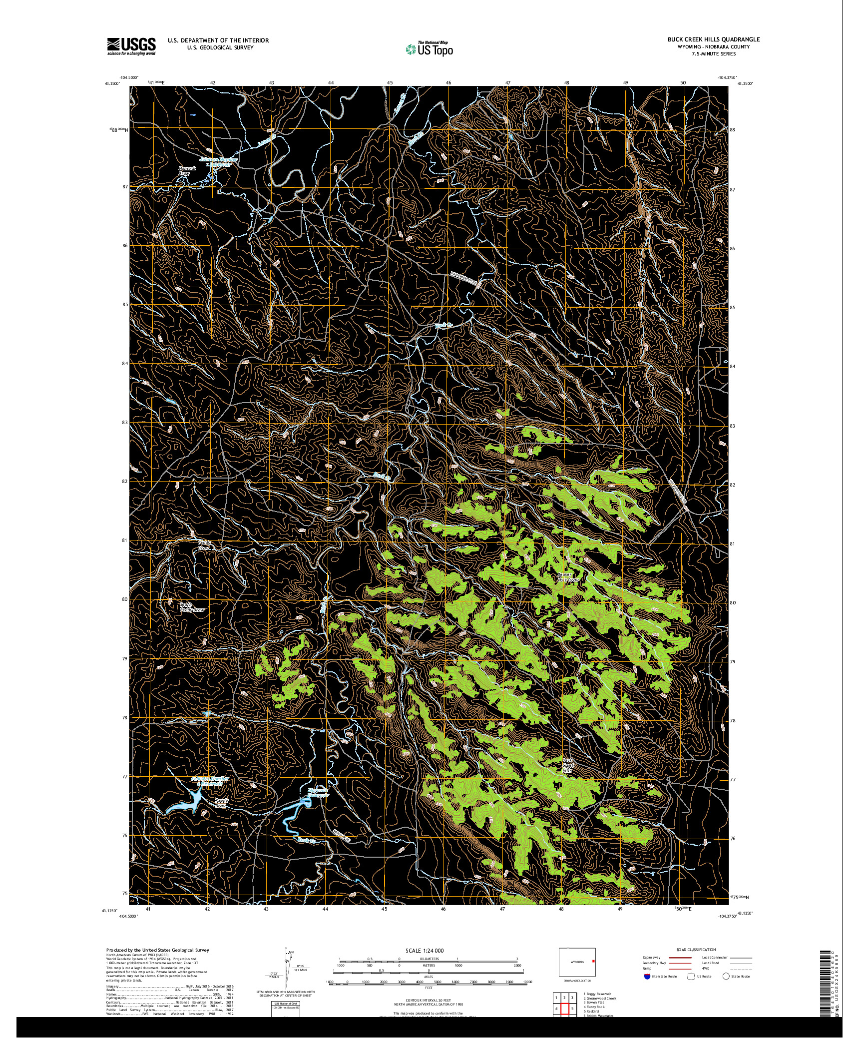 USGS US TOPO 7.5-MINUTE MAP FOR BUCK CREEK HILLS, WY 2017