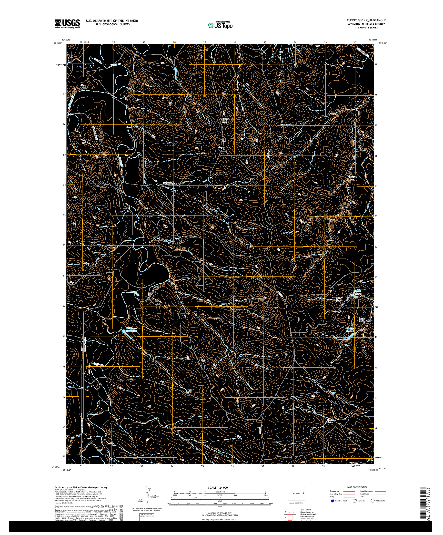 USGS US TOPO 7.5-MINUTE MAP FOR FUNNY ROCK, WY 2017