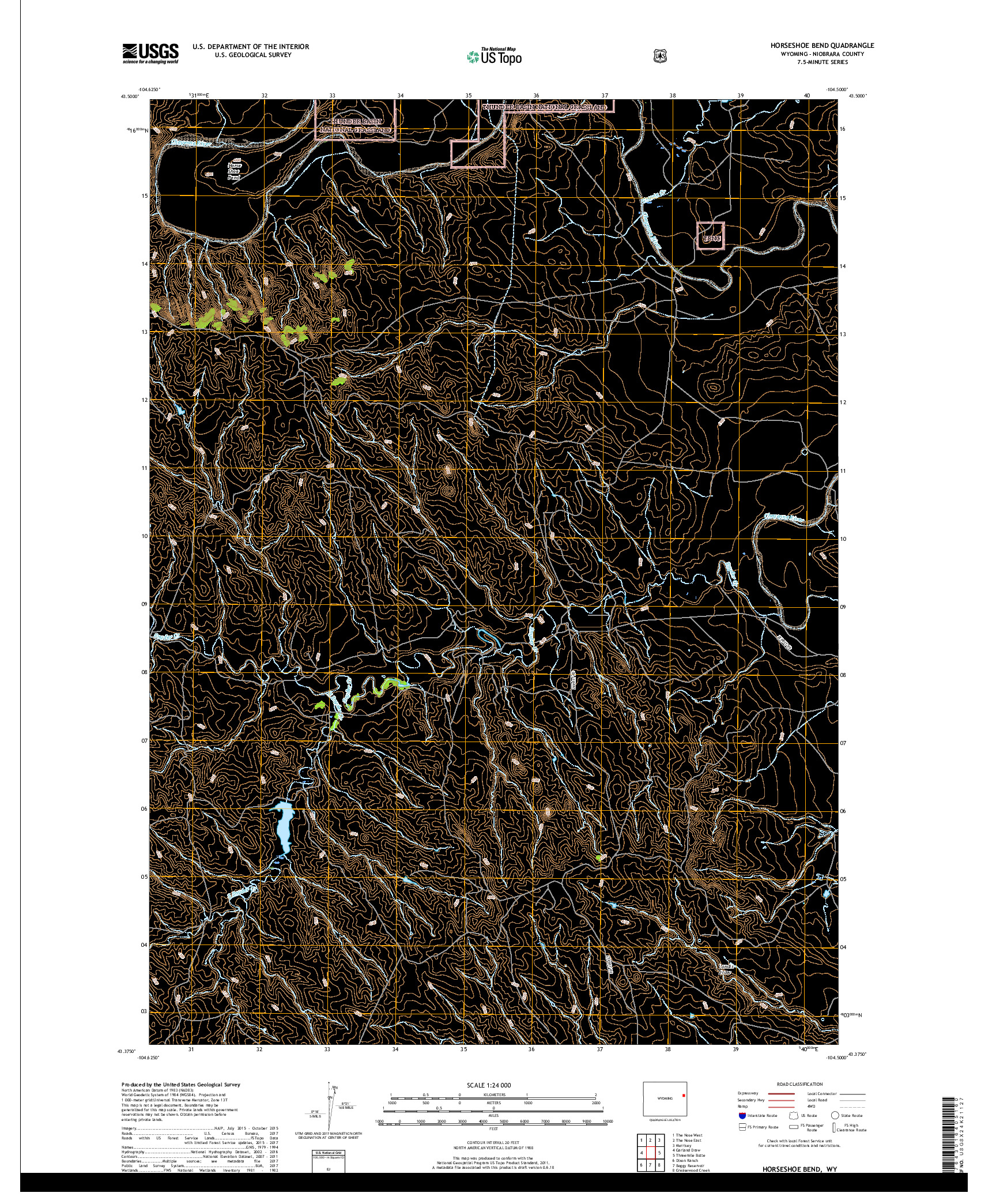 USGS US TOPO 7.5-MINUTE MAP FOR HORSESHOE BEND, WY 2017
