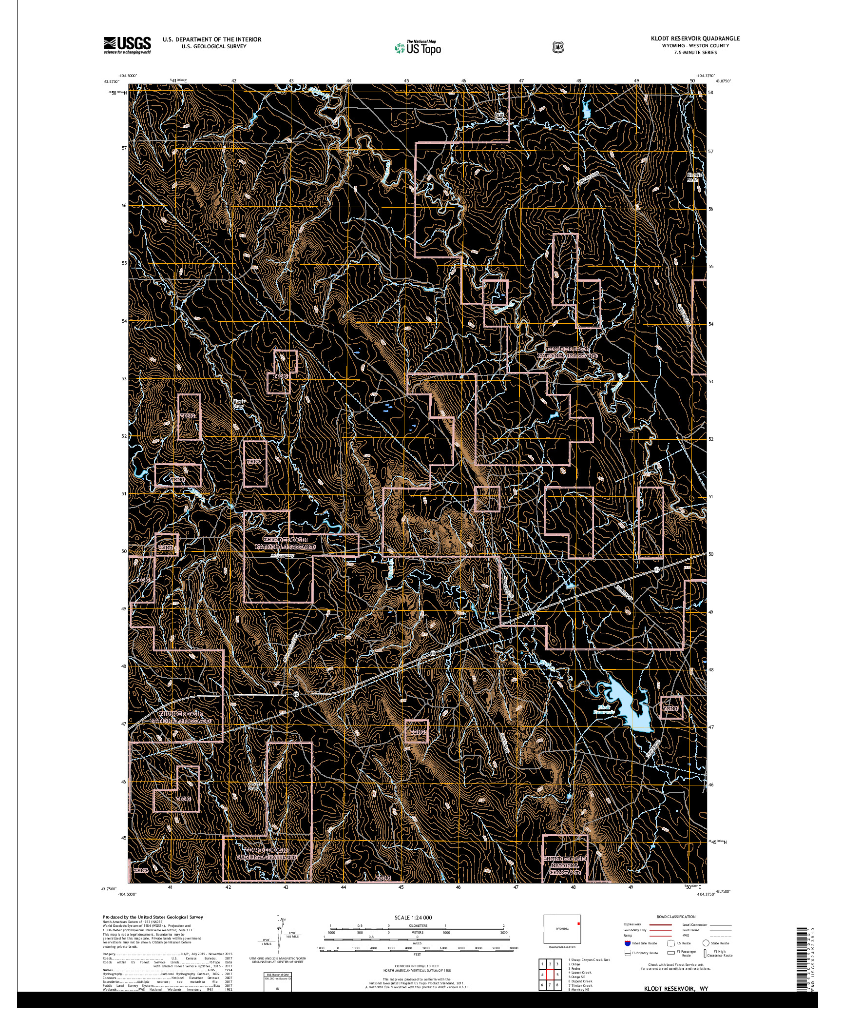 USGS US TOPO 7.5-MINUTE MAP FOR KLODT RESERVOIR, WY 2017
