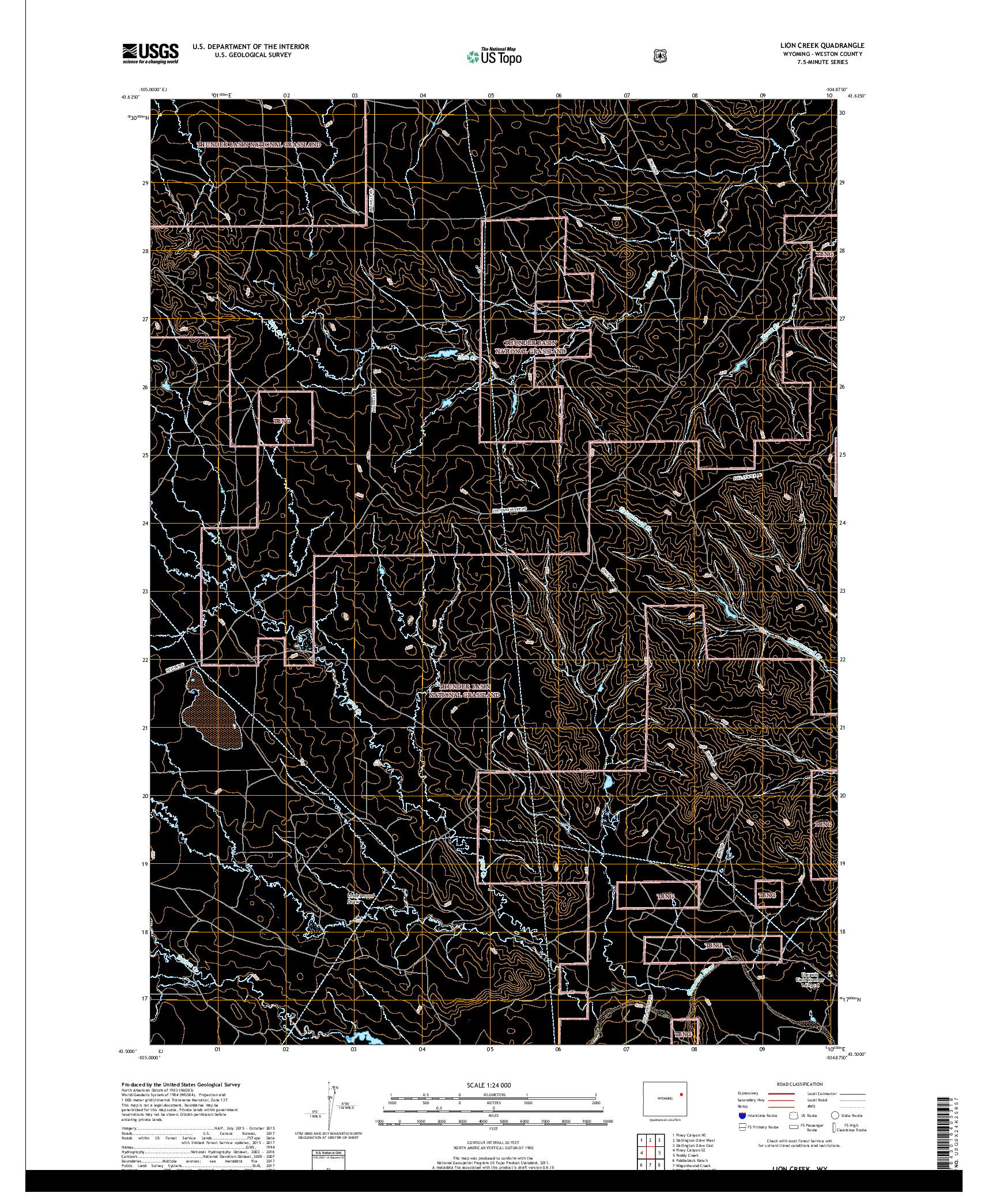 USGS US TOPO 7.5-MINUTE MAP FOR LION CREEK, WY 2017